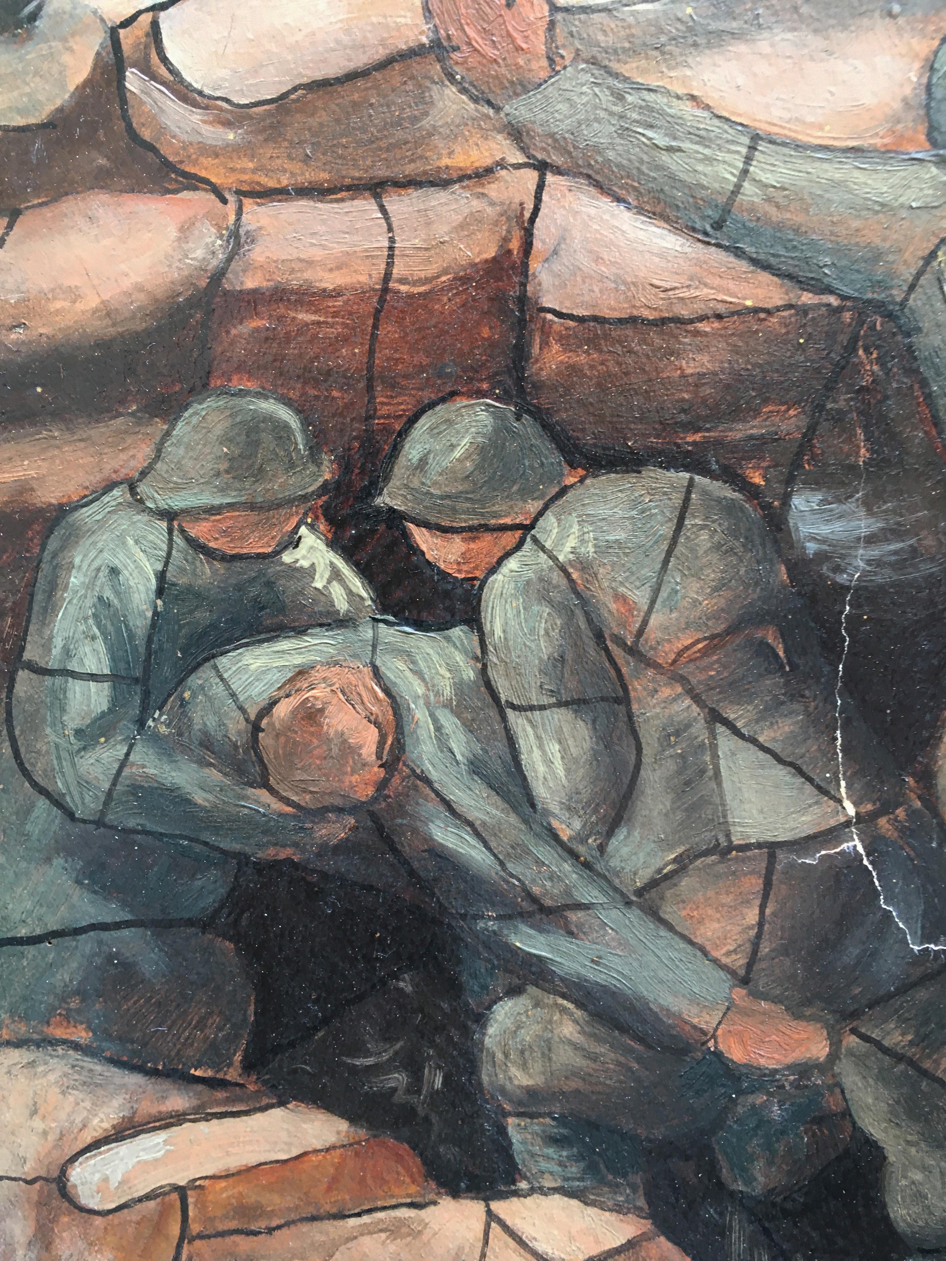SOLDADOS - Técnica mixta sobre cartón por Achille Beltrame en venta 3
