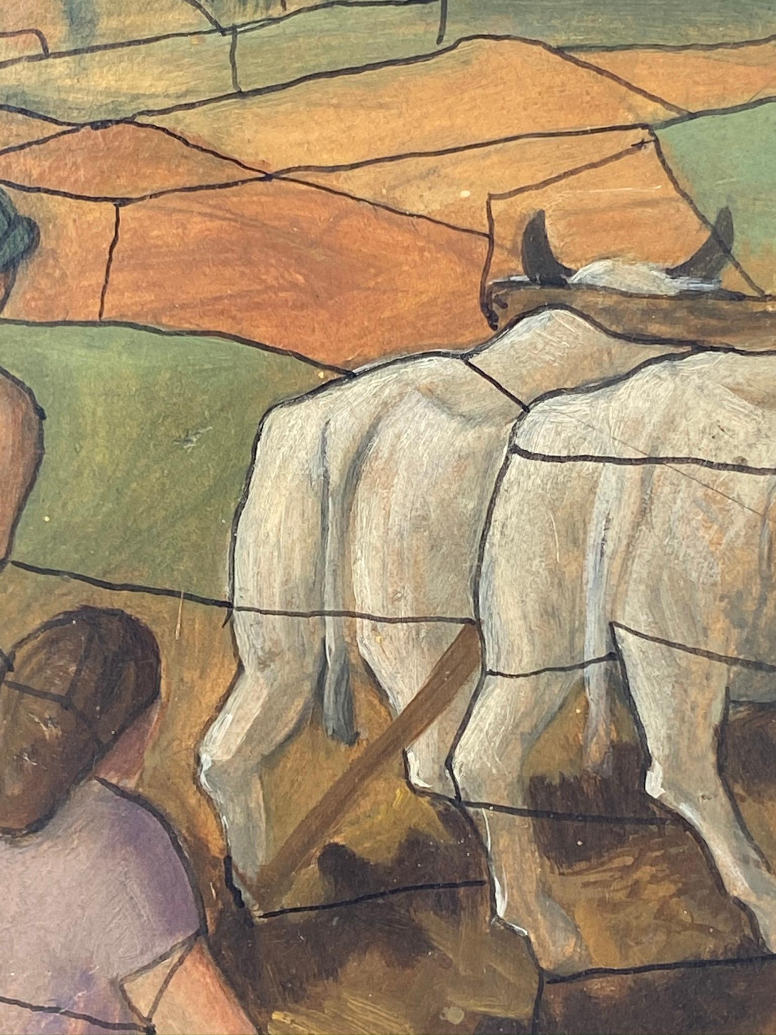 TRABAJO EN EL CAMPO - Técnica mixta sobre cartón de Achille Beltrame en venta 3