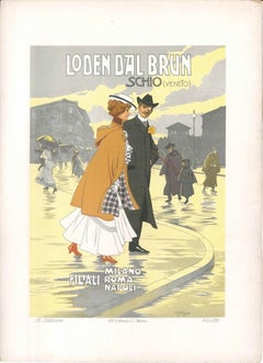 Lithographie publicitaire vintage Loden Dal Brun par Achille Beltrame, 1910 environ.