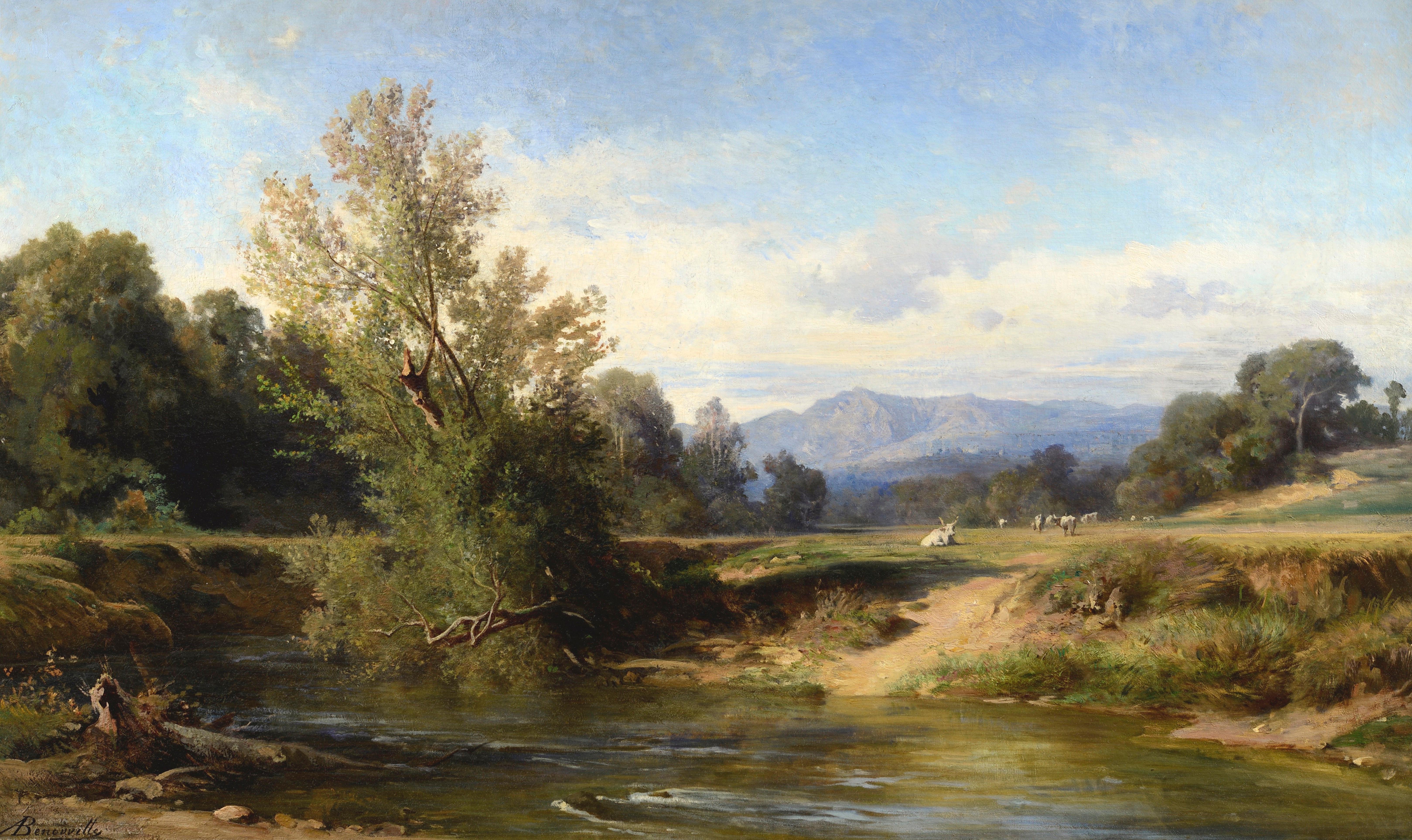 El Teverone en Lunghezza; cerca de Roma - Italia - Painting de Achille BENOUVILLE