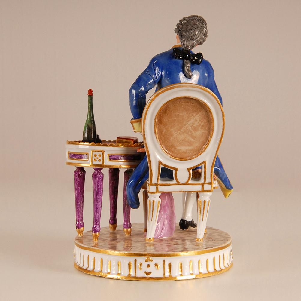 Émaillé Figurine en porcelaine Achille Bloch Figurine Groupe figuratif français Nobleman 19ème siècle en vente