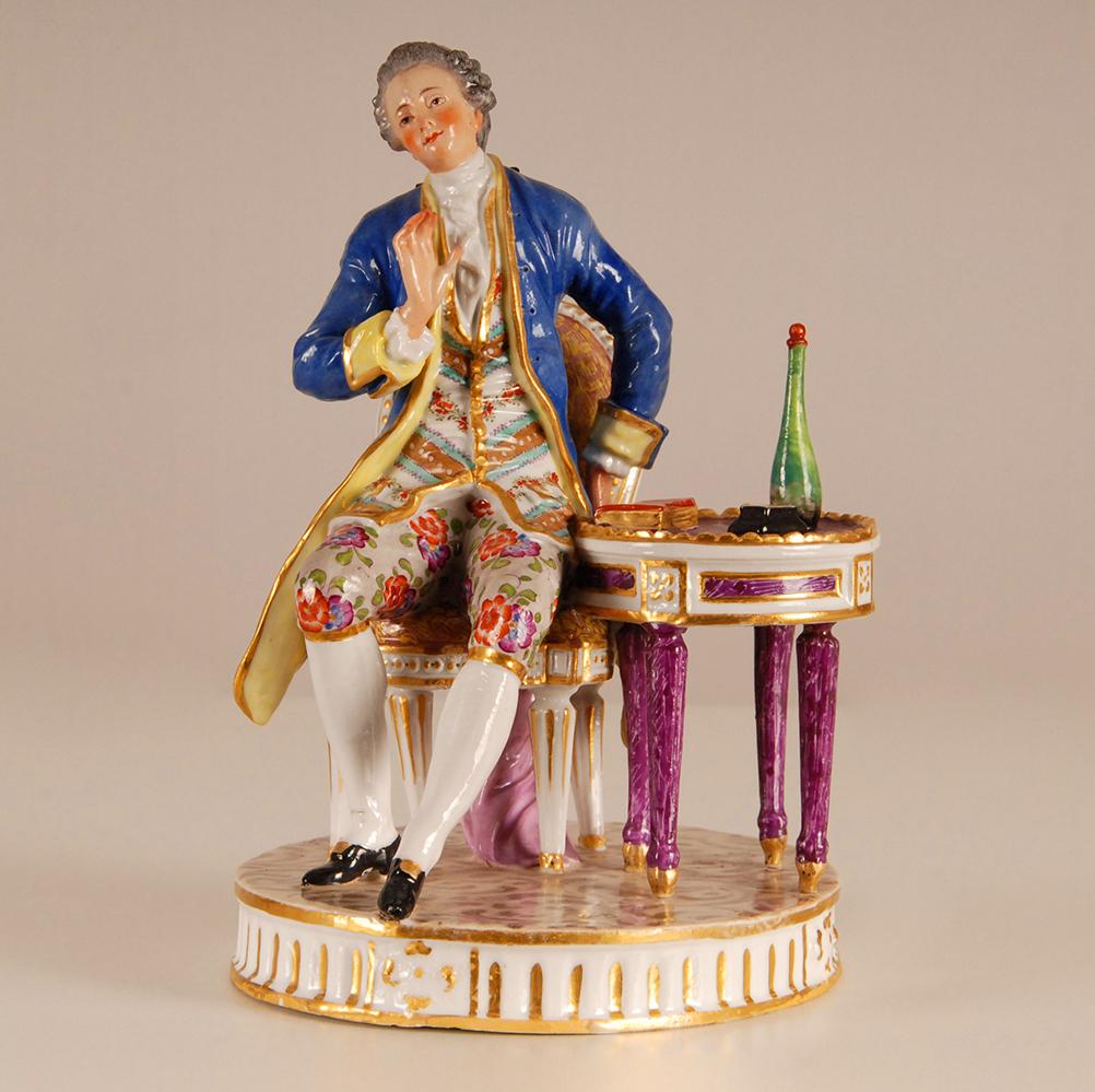 Figurine en porcelaine Achille Bloch Figurine Groupe figuratif français Nobleman 19ème siècle en vente 1