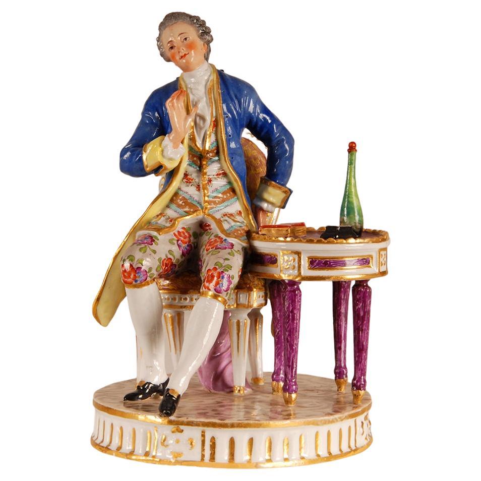 Achille Bloch Porcelain Figurine French Figural Group Nobleman 19th Century For Sale