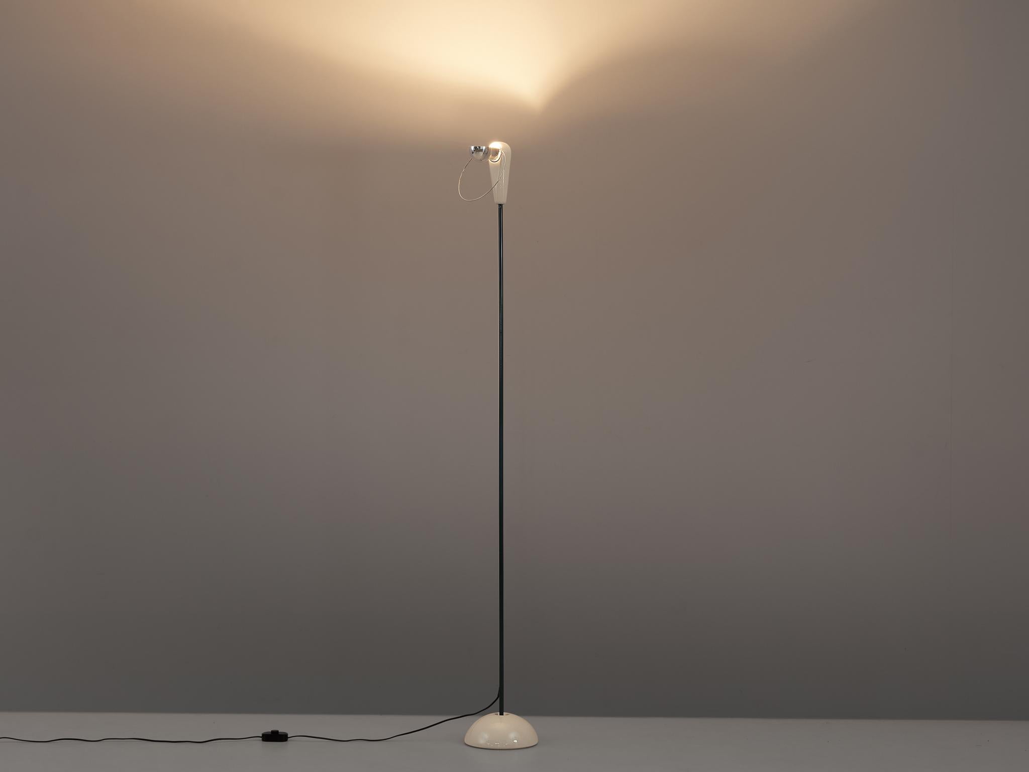 Achille Castiglioni for Flos, floor lamp model ‘Bi Bip’, ceramic, steel, Italy, 1977

Delicate floor lamp designed by Achille Castiglioni in 1977. The forms but also the materials make this lamp special in its expression. From a half-dome base in