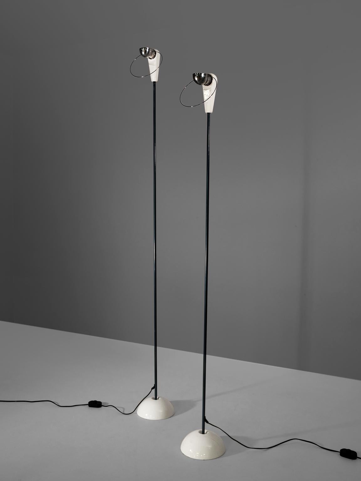 Porcelain Achille Castiglioni for Flos Set of Two 'Bip-Bip' Floor Lamps 