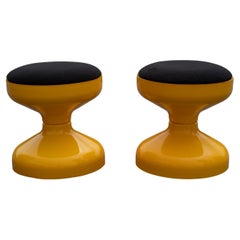 Achille Castiglioni for Kartell Pair of Space-Age Yellow & Black Plastic Stools