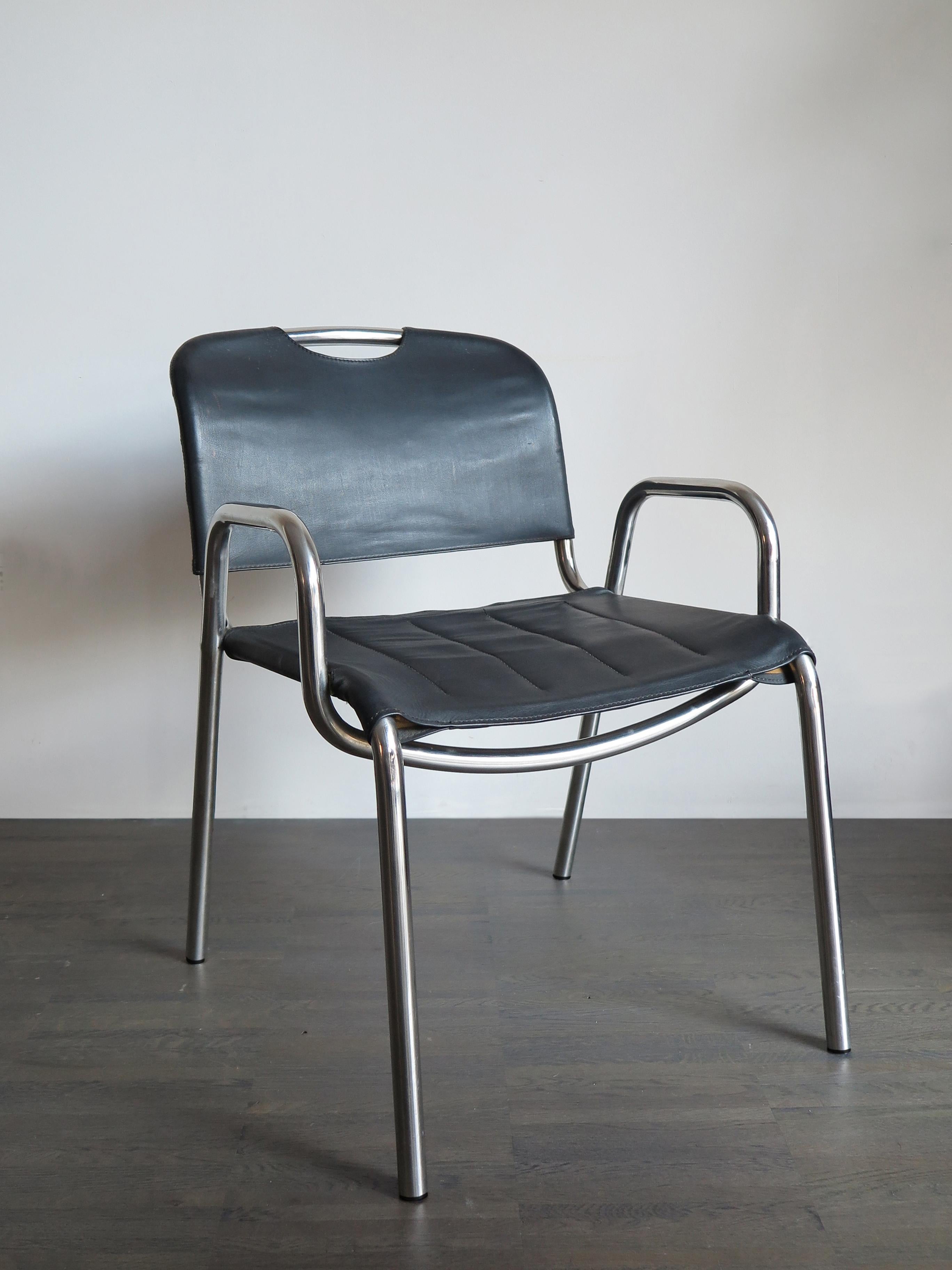 Achille Castiglioni for Zanotta Dining Leather Chairs Model Castiglia, 1960s 3