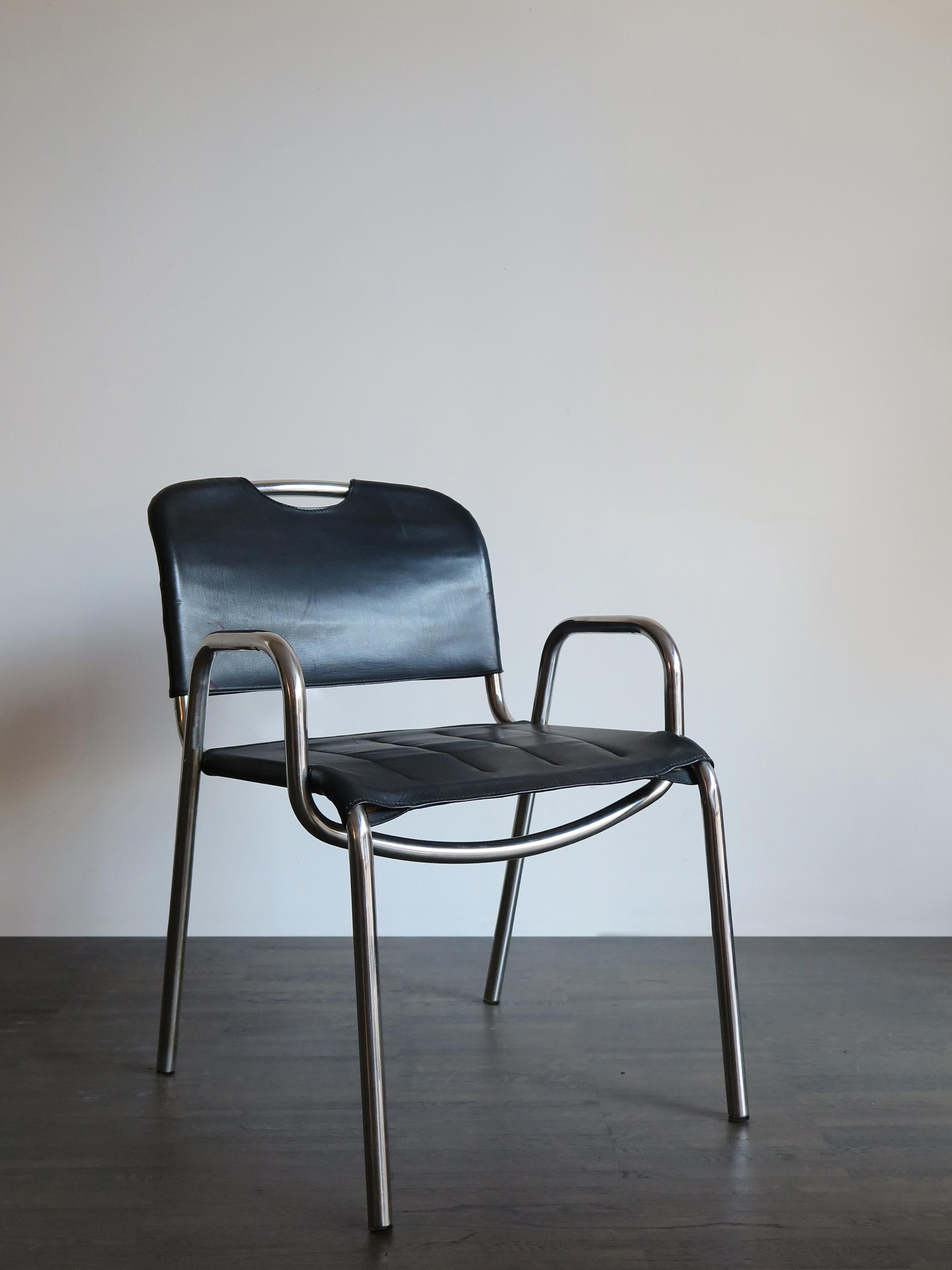 Italian Achille Castiglioni for Zanotta Dining Leather Chairs Model Castiglia, 1960s