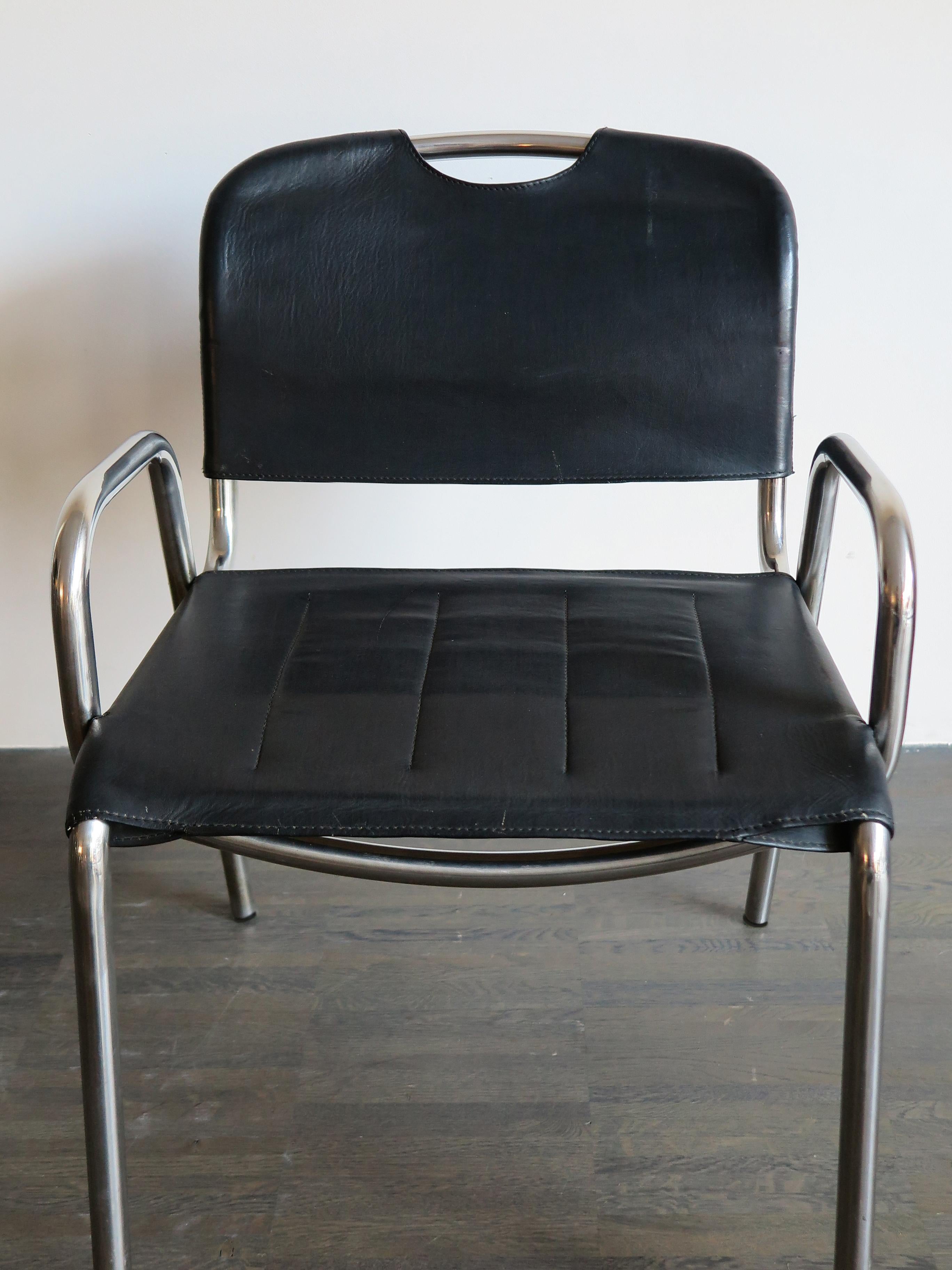 Mid-20th Century Achille Castiglioni for Zanotta Dining Leather Chairs Model Castiglia, 1960s