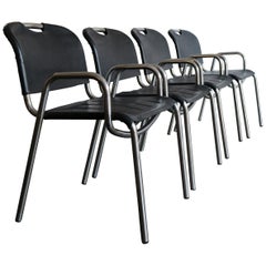 Achille Castiglioni for Zanotta Dining Leather Chairs Model Castiglia, 1960s