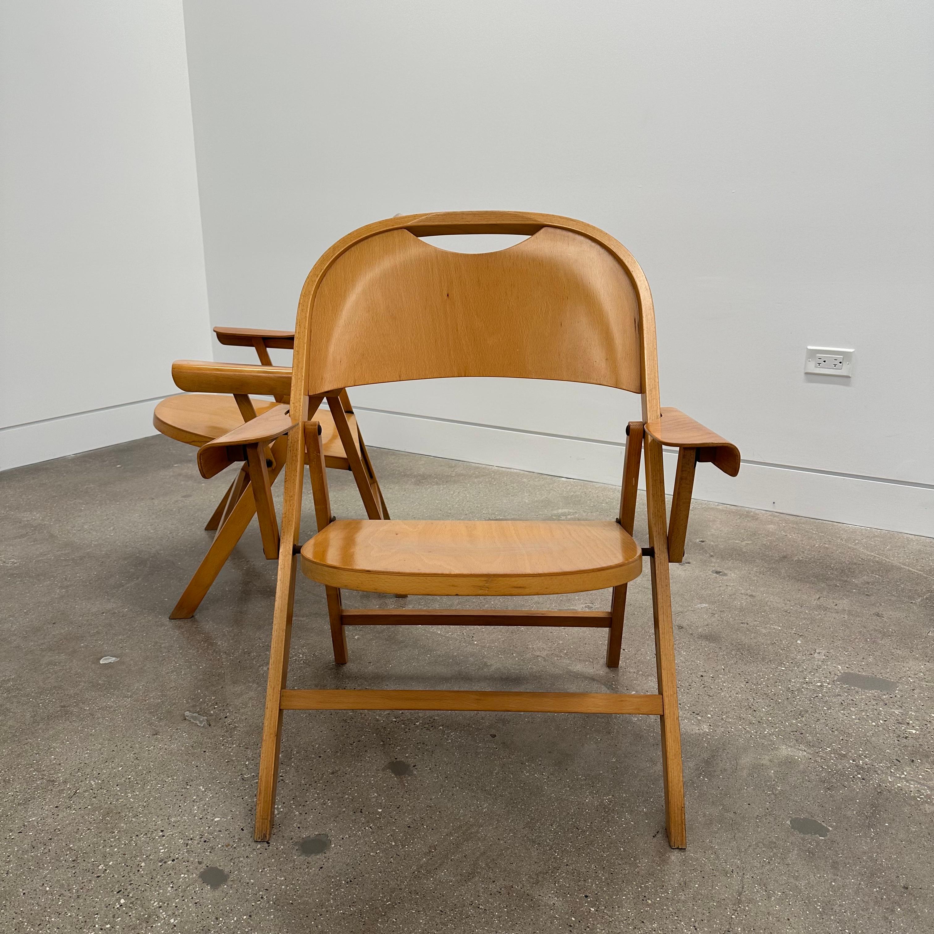 Mid-Century Modern Achille Castiglioni “Ginevra” Folding Armchairs for Bbb Bonachina, Italy 1979 For Sale