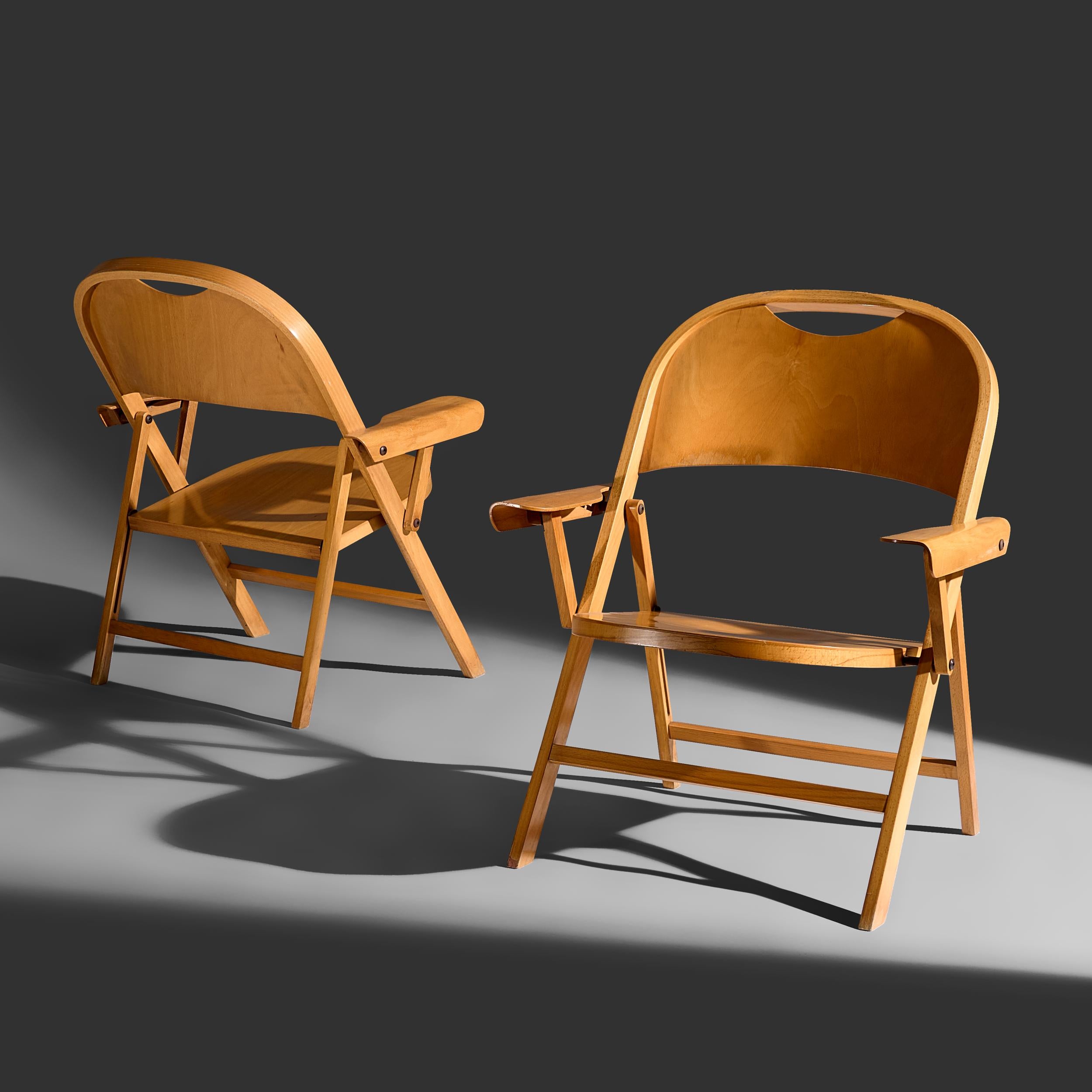 Mid-Century Modern Achille Castiglioni “Ginevra” Folding Armchairs for Bbb Bonachina, Italy 1979