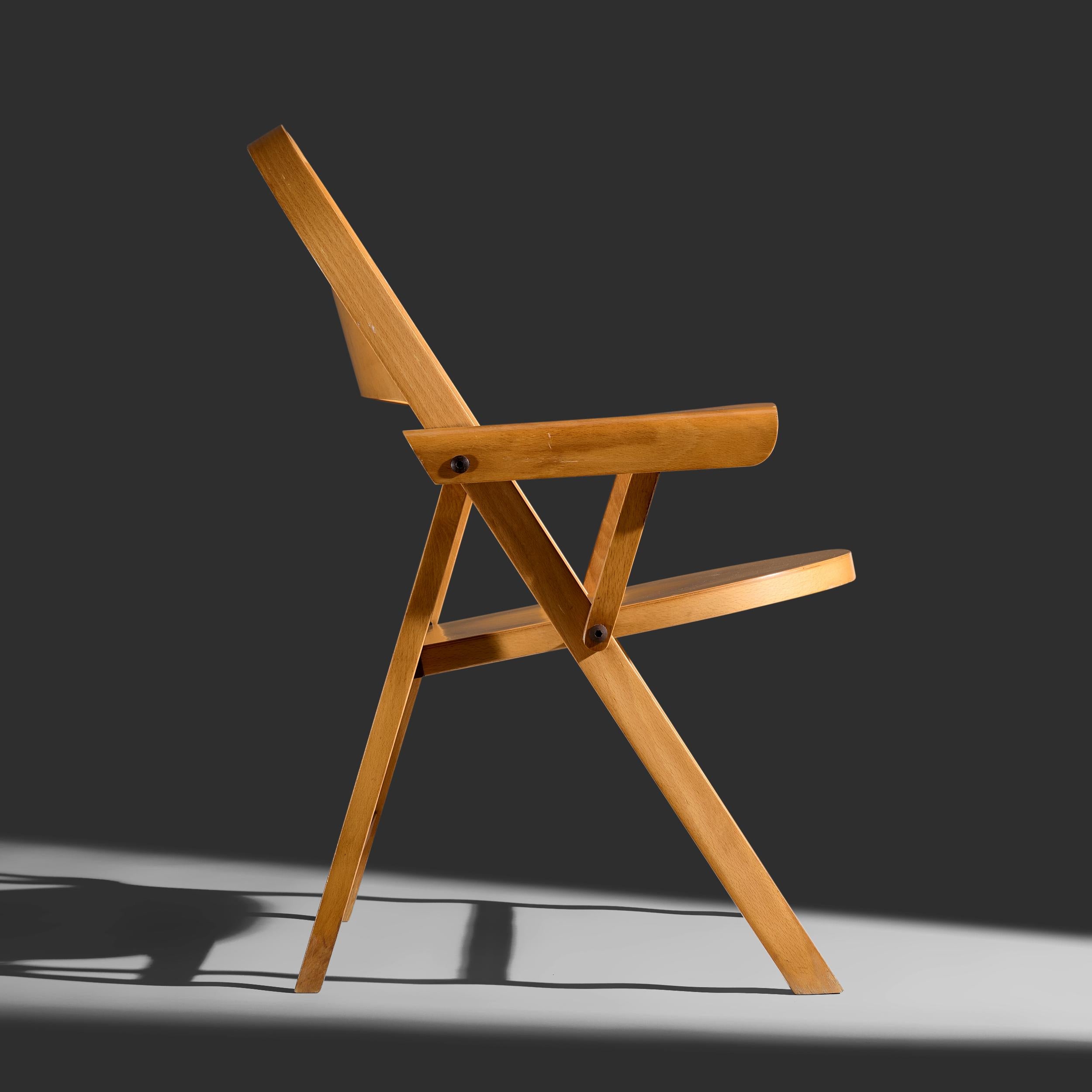 Beech Achille Castiglioni “Ginevra” Folding Armchairs for Bbb Bonachina, Italy 1979