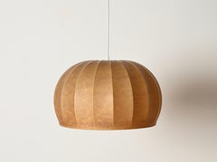 Achille Castiglioni Large Beige "Cocoon" Round Pendant, Italy 1960s