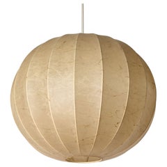 Achille Castiglioni Gran Lámpara Colgante Redonda "Cocoon" Beige, Italia Años 60