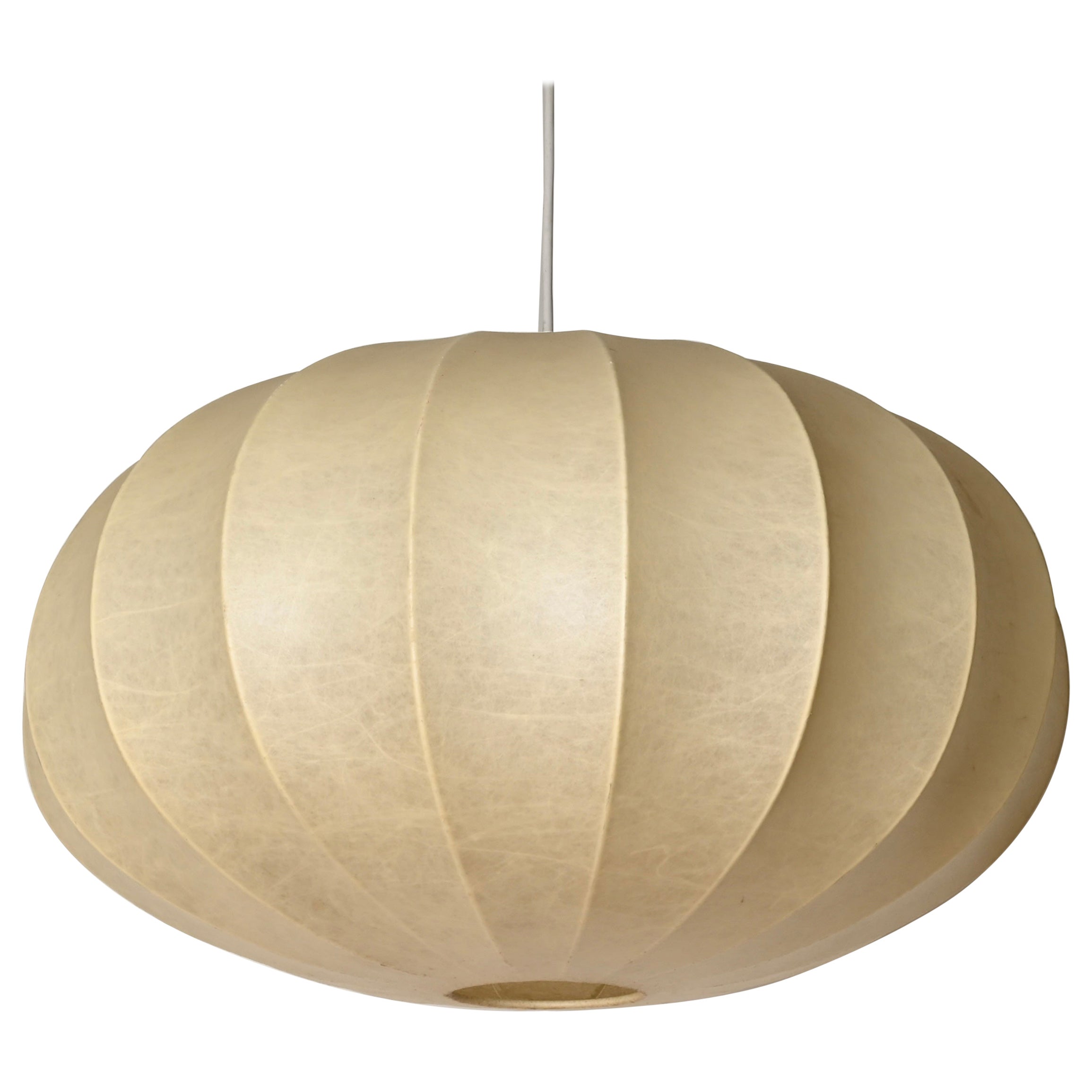 Achille Castiglioni Large Mid-Century Beige "Cocoon" Pendant, Italy 1960s