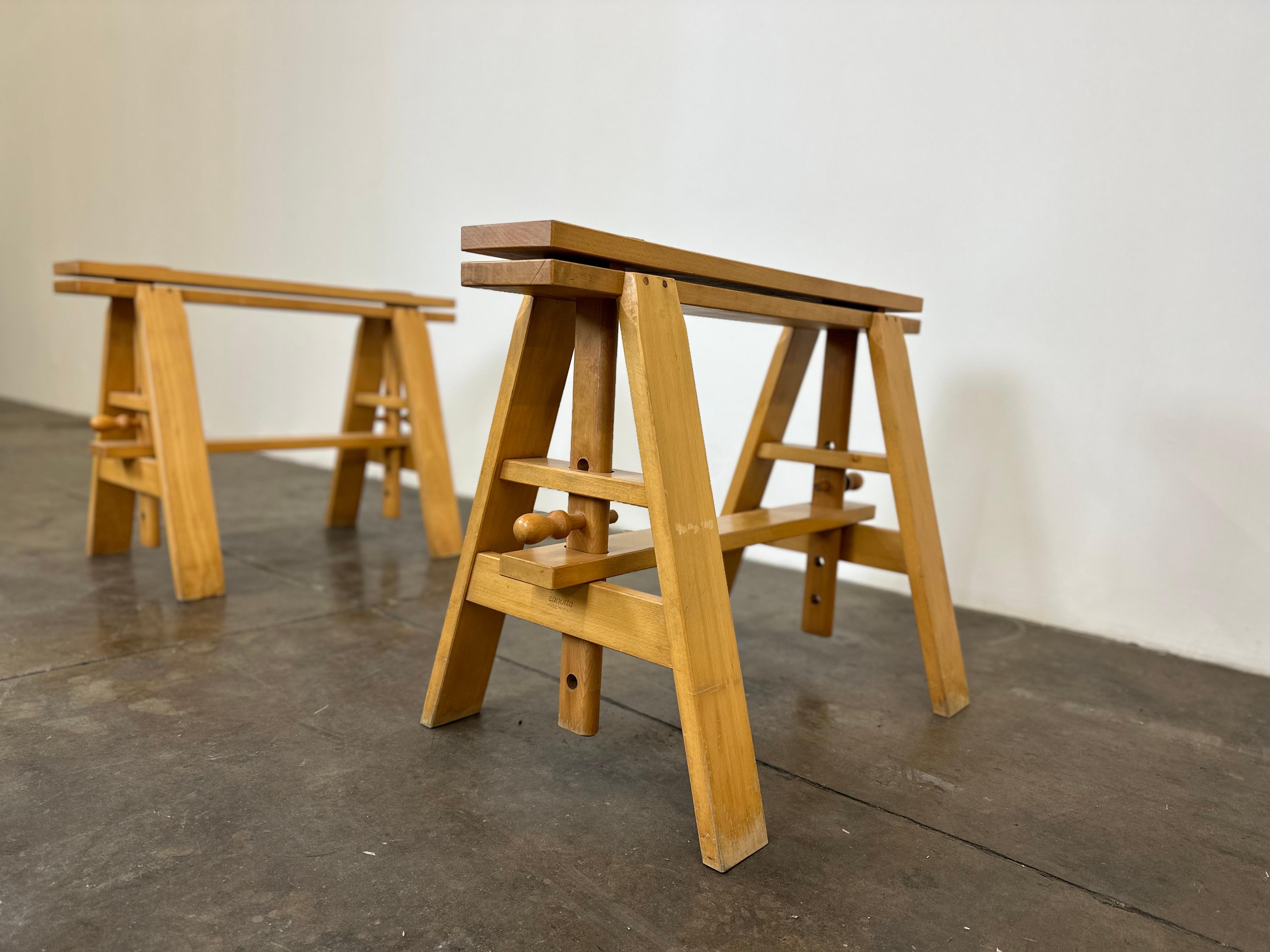 Achille Castiglioni 'Leonardo' trestle work table legs for Zanotta, Italy 1968  3