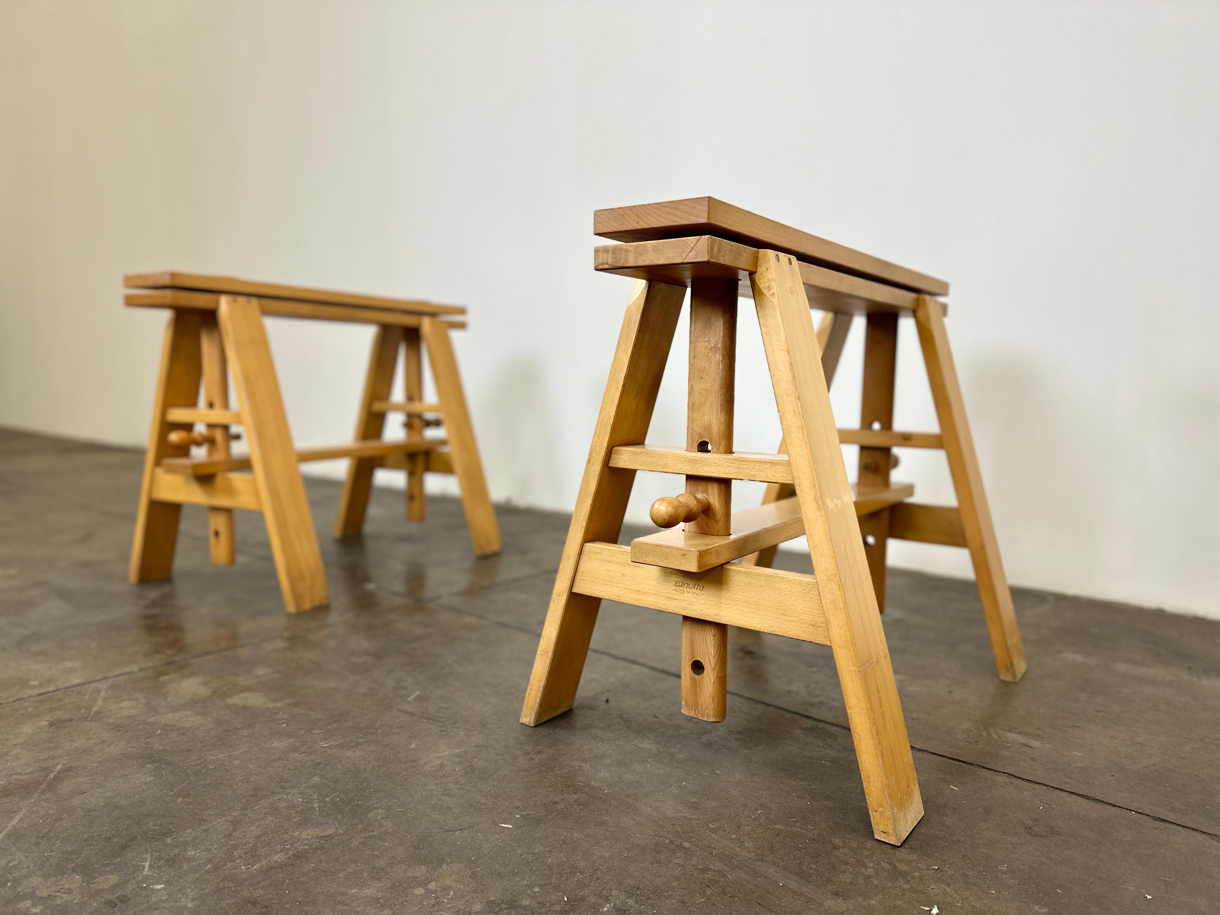 Achille Castiglioni 'Leonardo' trestle work table legs for Zanotta, Italy 1968  4