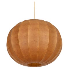 Achille Castiglioni Mid-Century Beige "Cocoon" Round Pendant, Italy 1960s