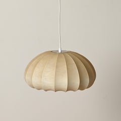 Achille Castiglioni Mid-Century Beige Flat Dome "Cocoon" Pendant, Italy 1960s