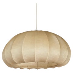 Achille Castiglioni Mid-Century Beige Flat Dome "Cocoon" Pendant, Italy 1960s