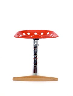 Achille Castiglioni Red Mezzadro Tractor Stool Zanotta, 1970