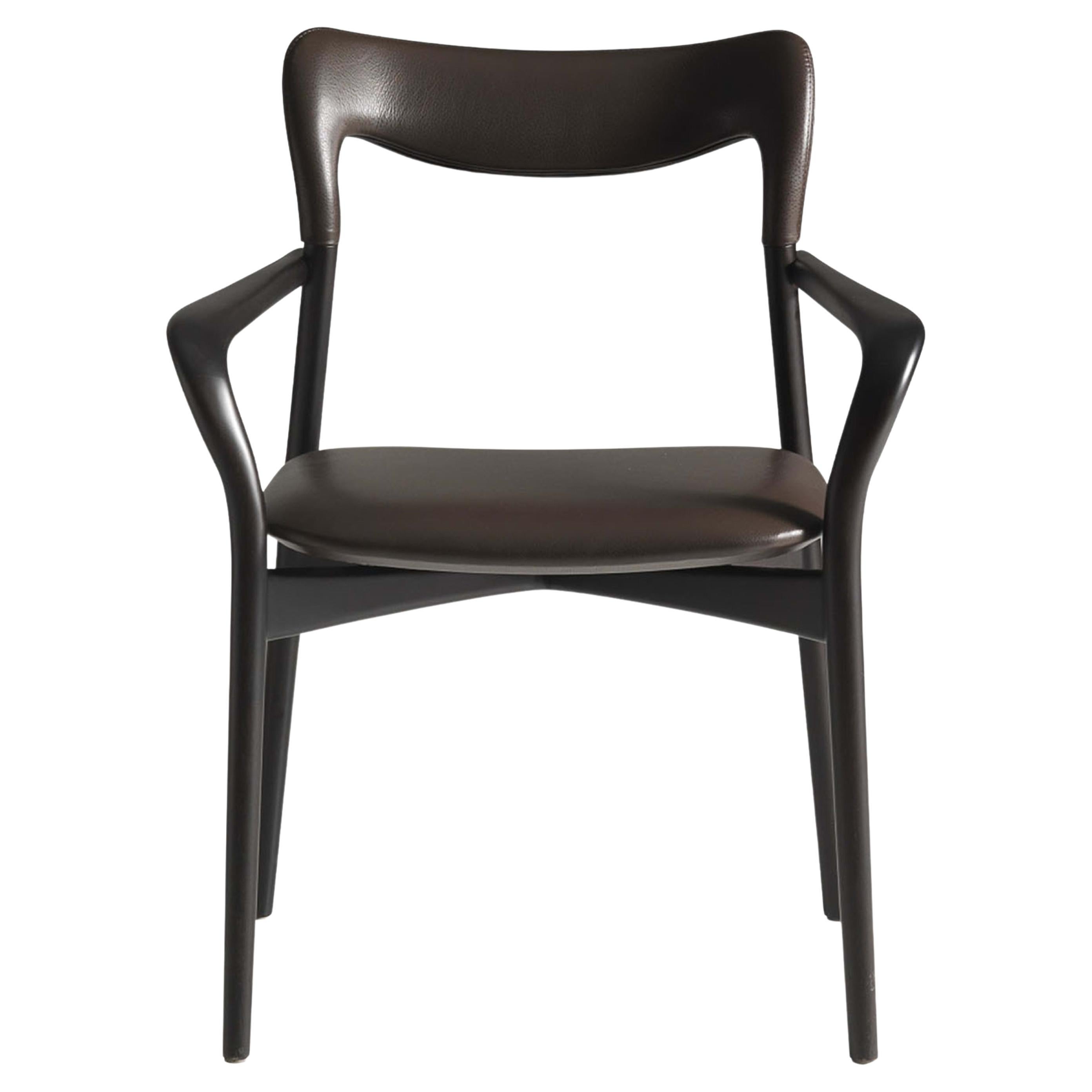 Achille Dark Leather Chair For Sale