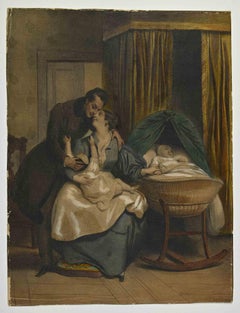 Tendresse - Lithographie d'Achille Devéria -  Début du 19e siècle