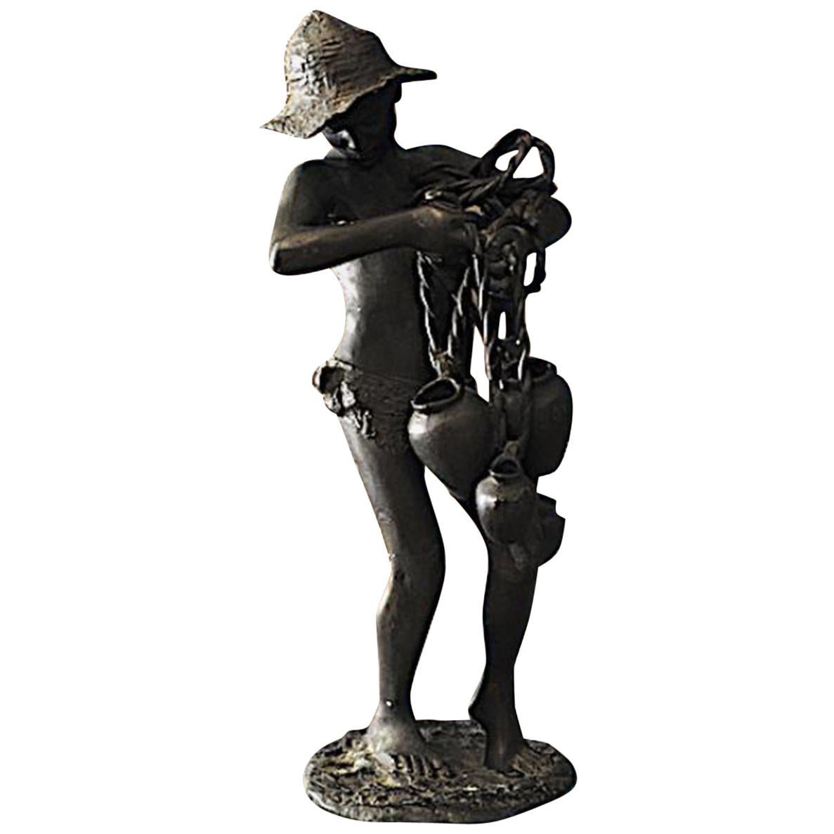 Achille D'Orsi Skulptur Pescatorello, frühe 1900er Jahre