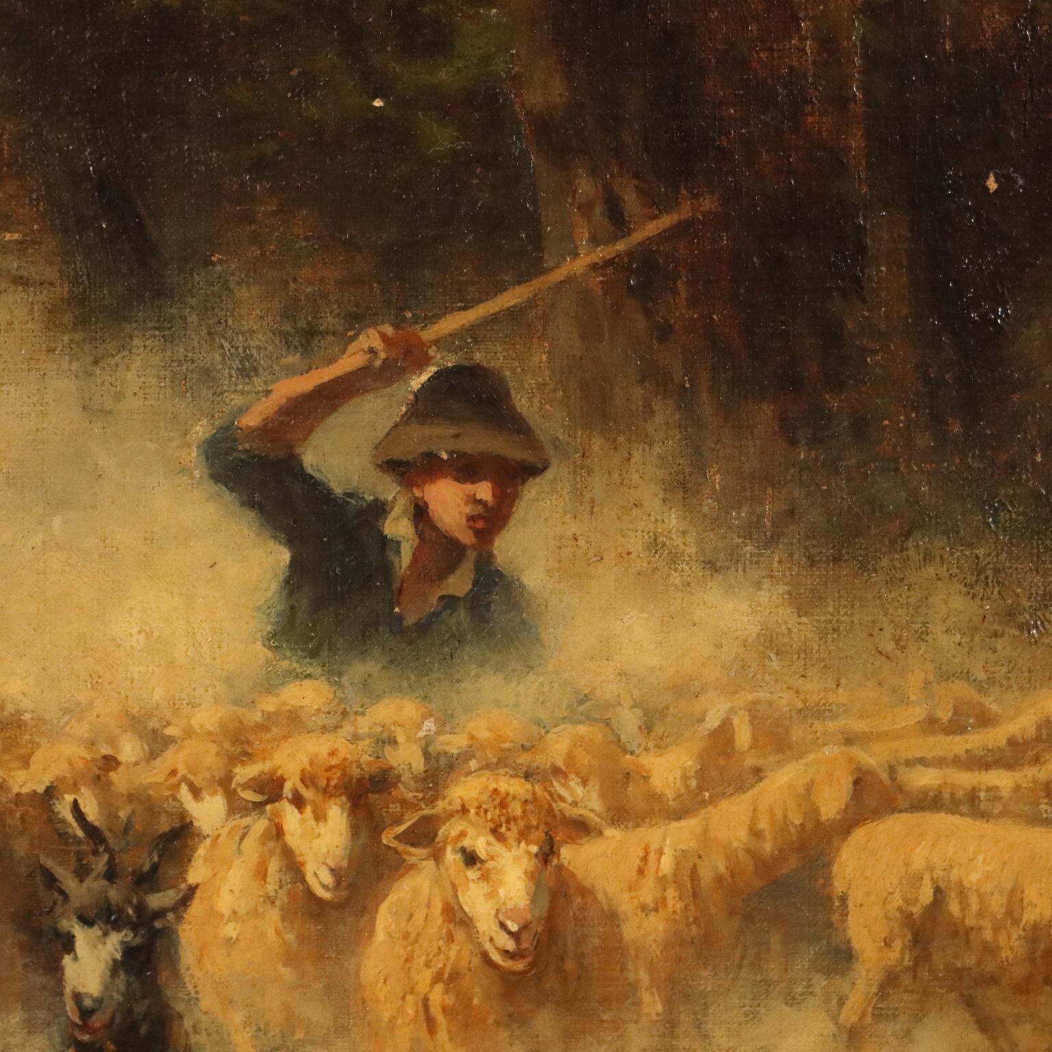 Paesaggio con Gregge e Pastori XIX secolo im Angebot 1