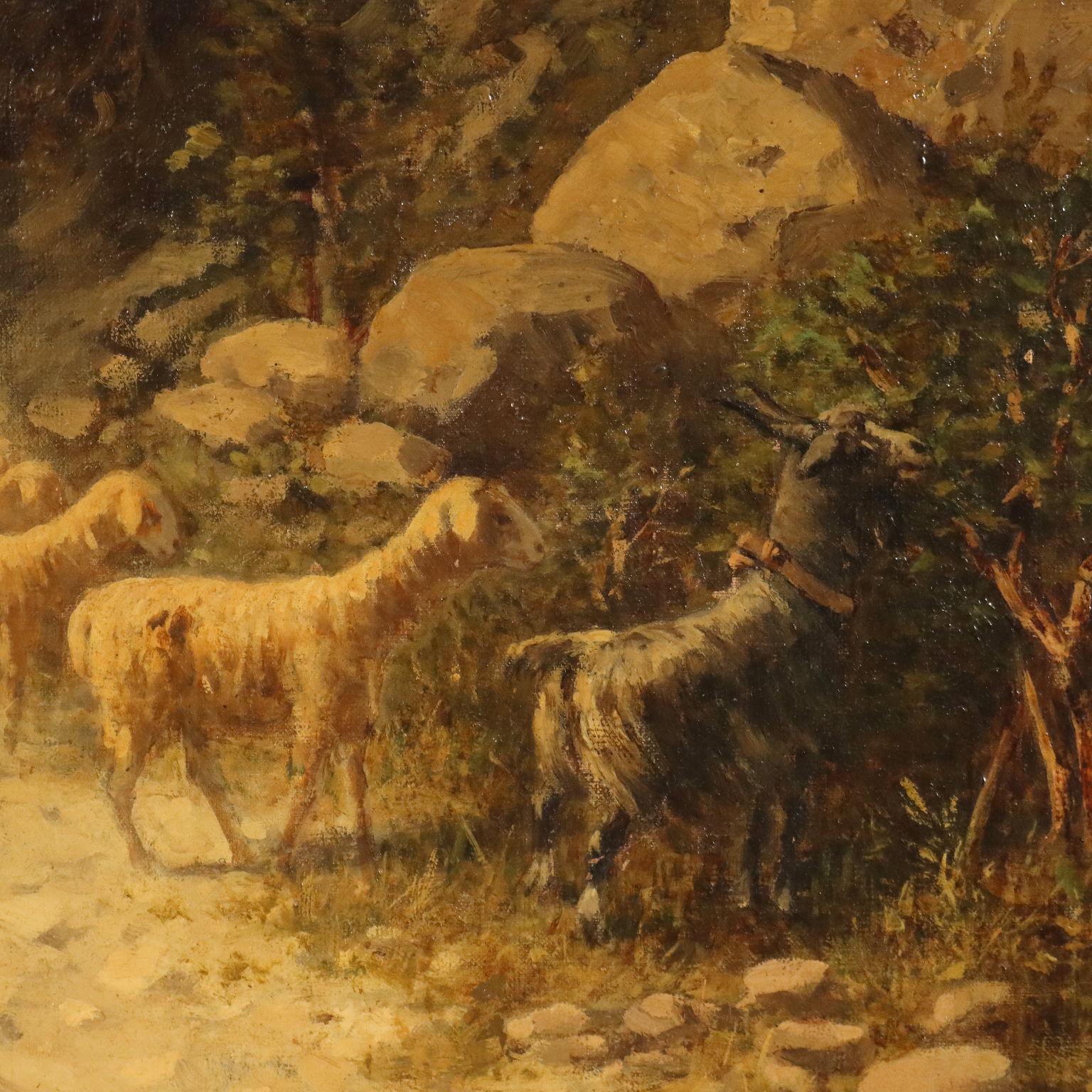 Paesaggio con Gregge e Pastori XIX secolo im Angebot 2