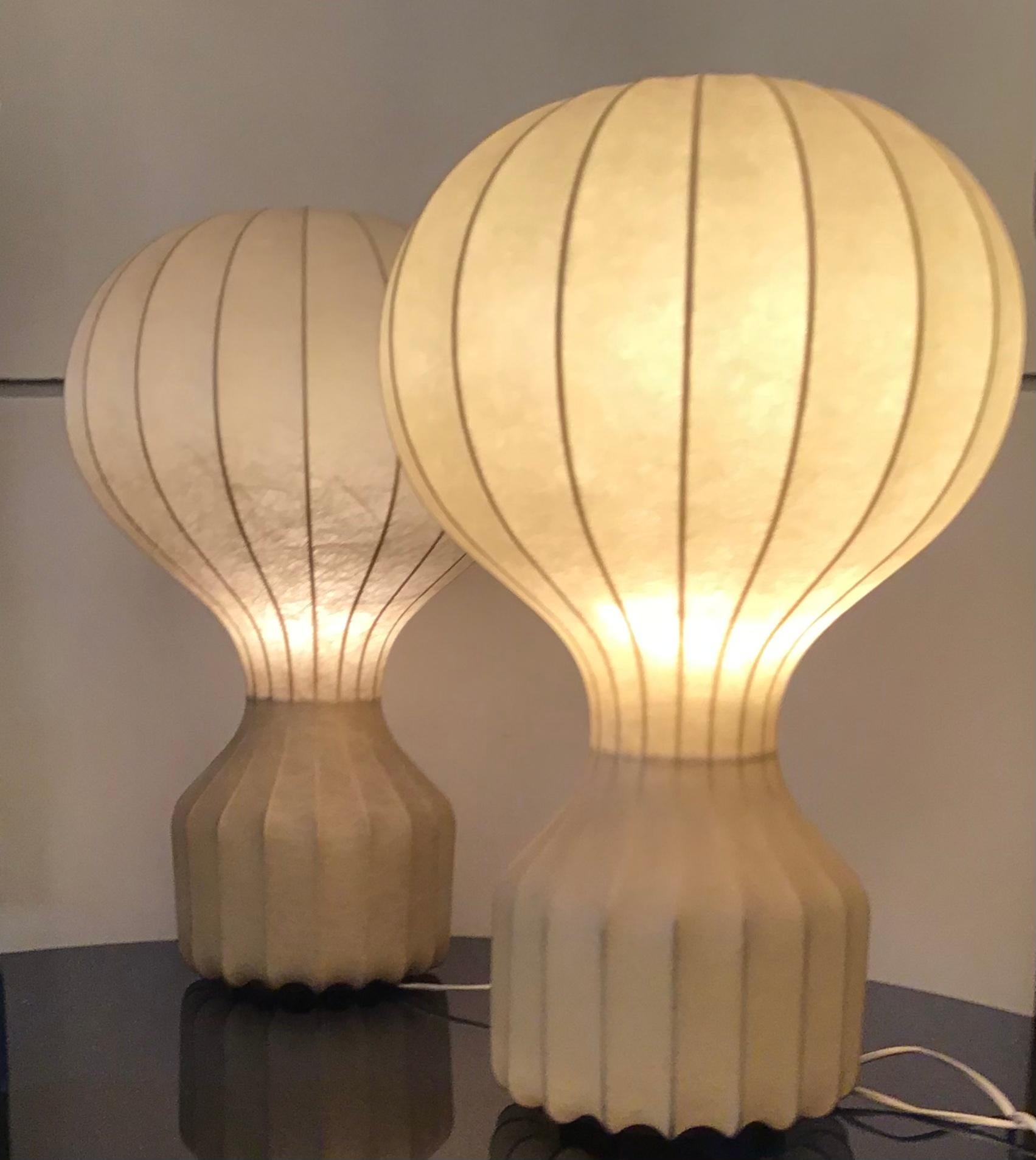 Achille e PierGiacomo Castiglioni “Gatto” Couple Table Lamps Cocoon 1960 Italy  3