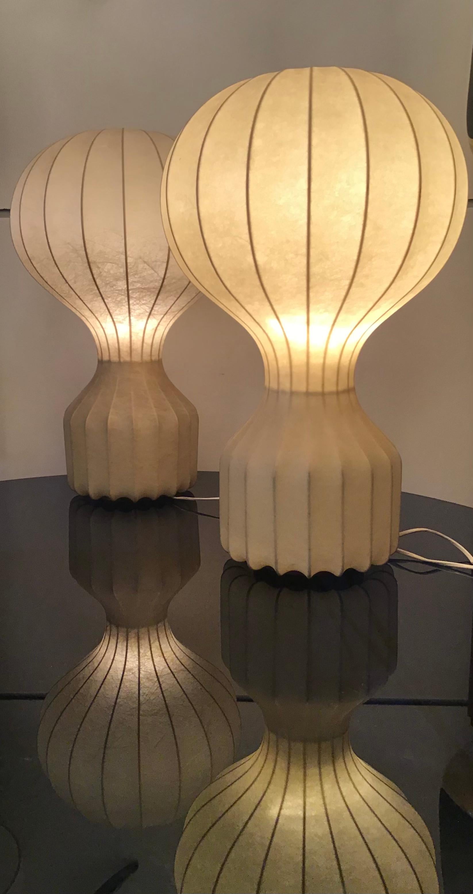 Achille e PierGiacomo Castiglioni “Gatto” Couple Table Lamps Cocoon 1960 Italy  6