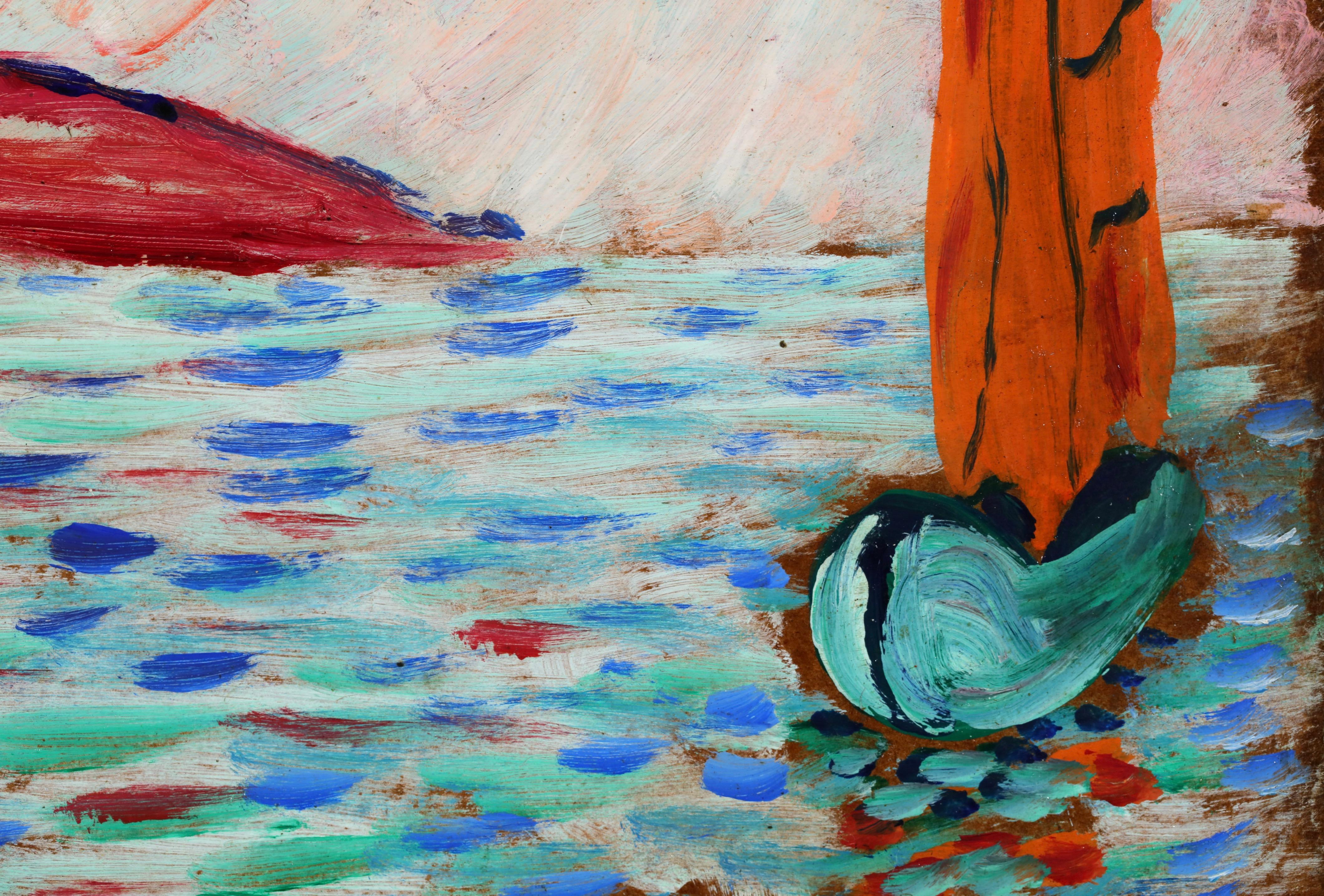 Etude Barque au Quai - Normandy - Post Impressionist Seascape Oil - Othon Friesz For Sale 2