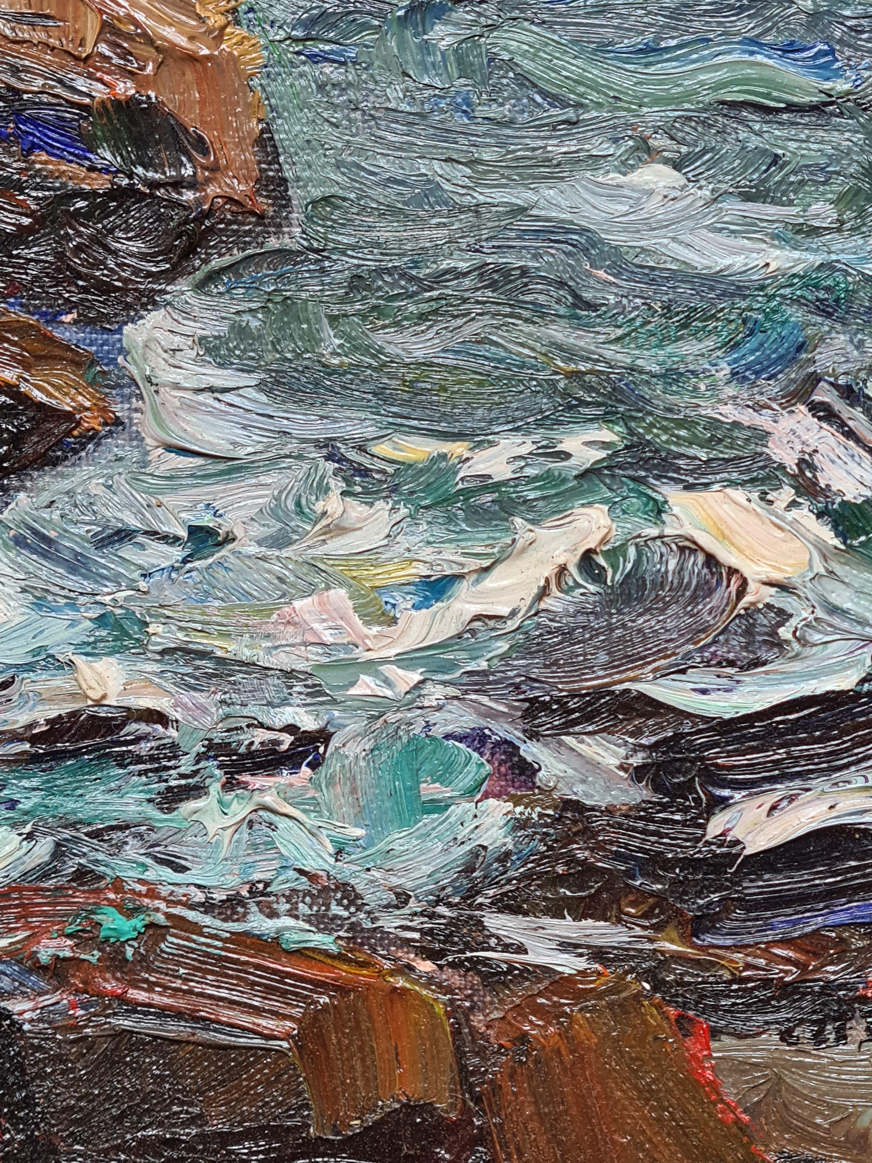 Expressionist Seascape, Bord de la Mer, Cassis, South of France For Sale 4