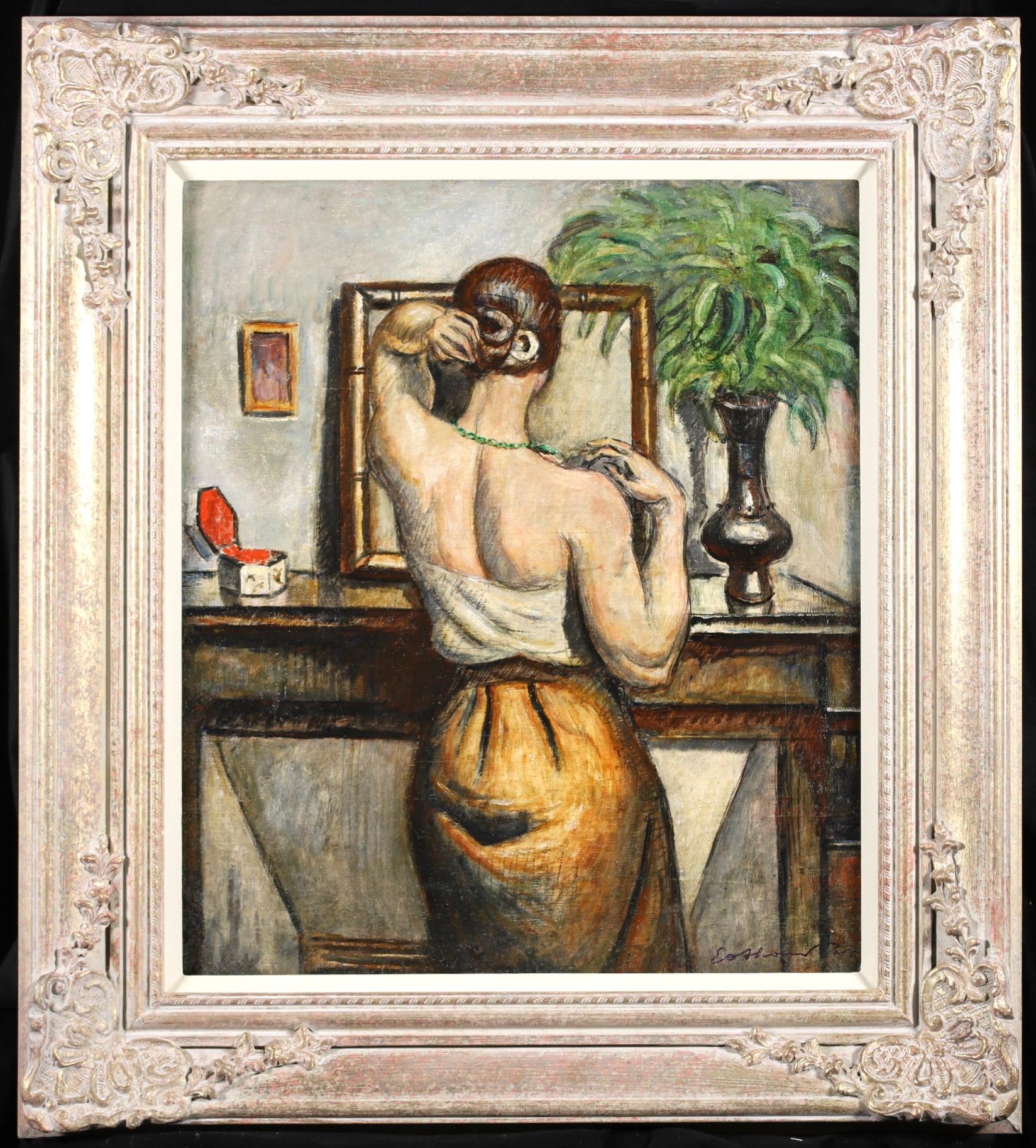 Achille-Émile Othon Friesz Interior Painting - Nu dans un miroir - Post Impressionist Figurative Oil Painting by Othon Friesz