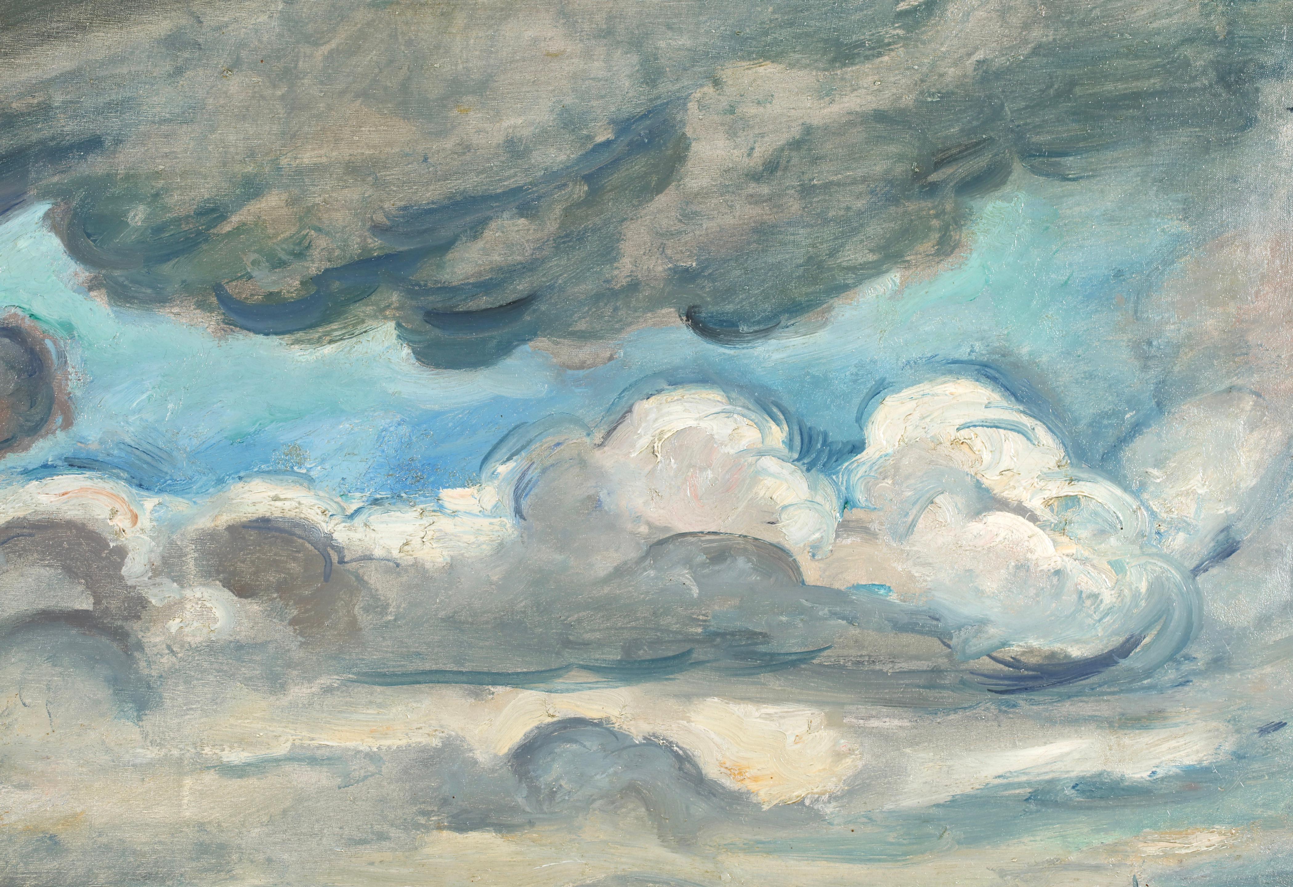 Port of Le Havre & Sainte-Adrese- Post Impressionist Seascape Oil - Othon Friesz For Sale 5