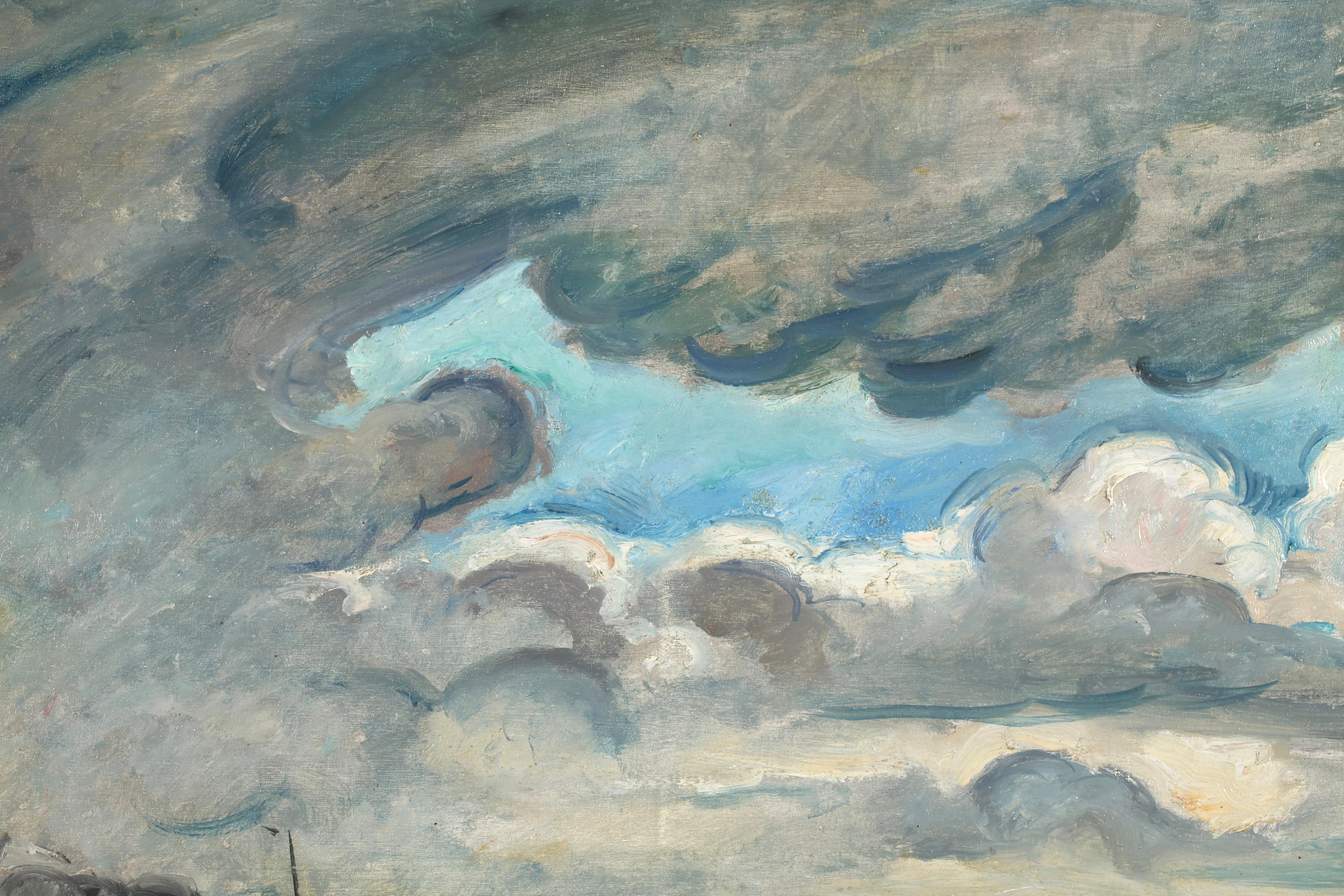 Port of Le Havre & Sainte-Adrese- Post Impressionist Seascape Oil - Othon Friesz For Sale 6