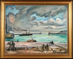 Port of Le Havre & Sainte-Adrese- Post Impressionist Seascape Oil - Othon Friesz