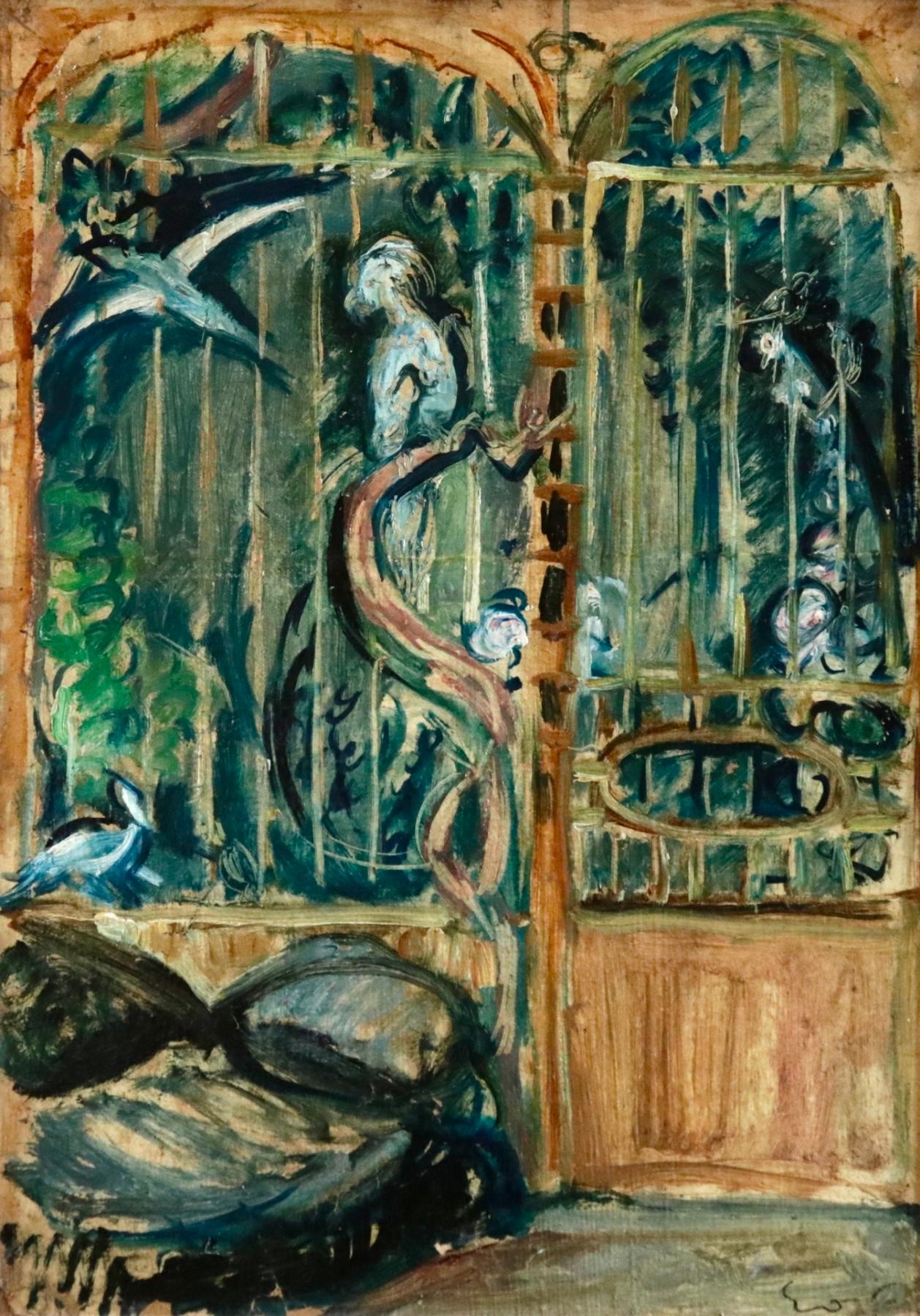 The Aviary - 20th Century Post Impressionist Oil, Exotic Birds by Othon Friesz - Painting by Achille-Émile Othon Friesz