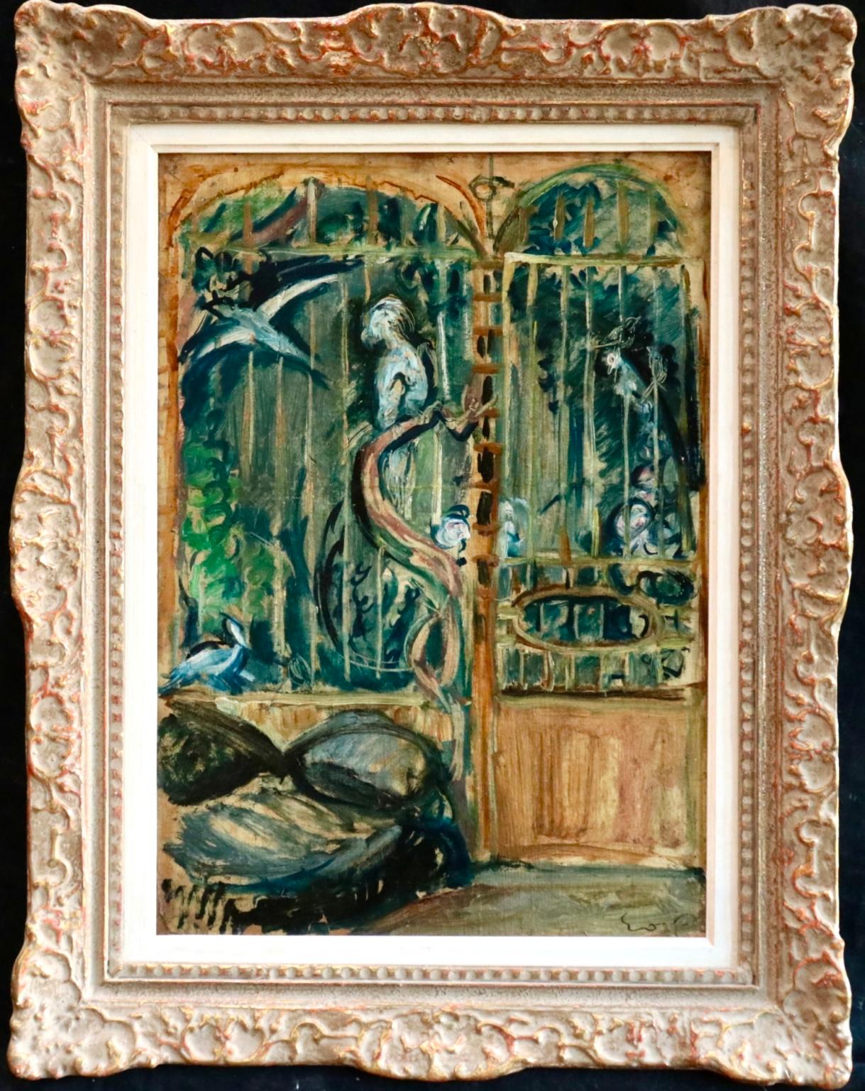Achille-Émile Othon Friesz Interior Painting - The Aviary - 20th Century Post Impressionist Oil, Exotic Birds by Othon Friesz