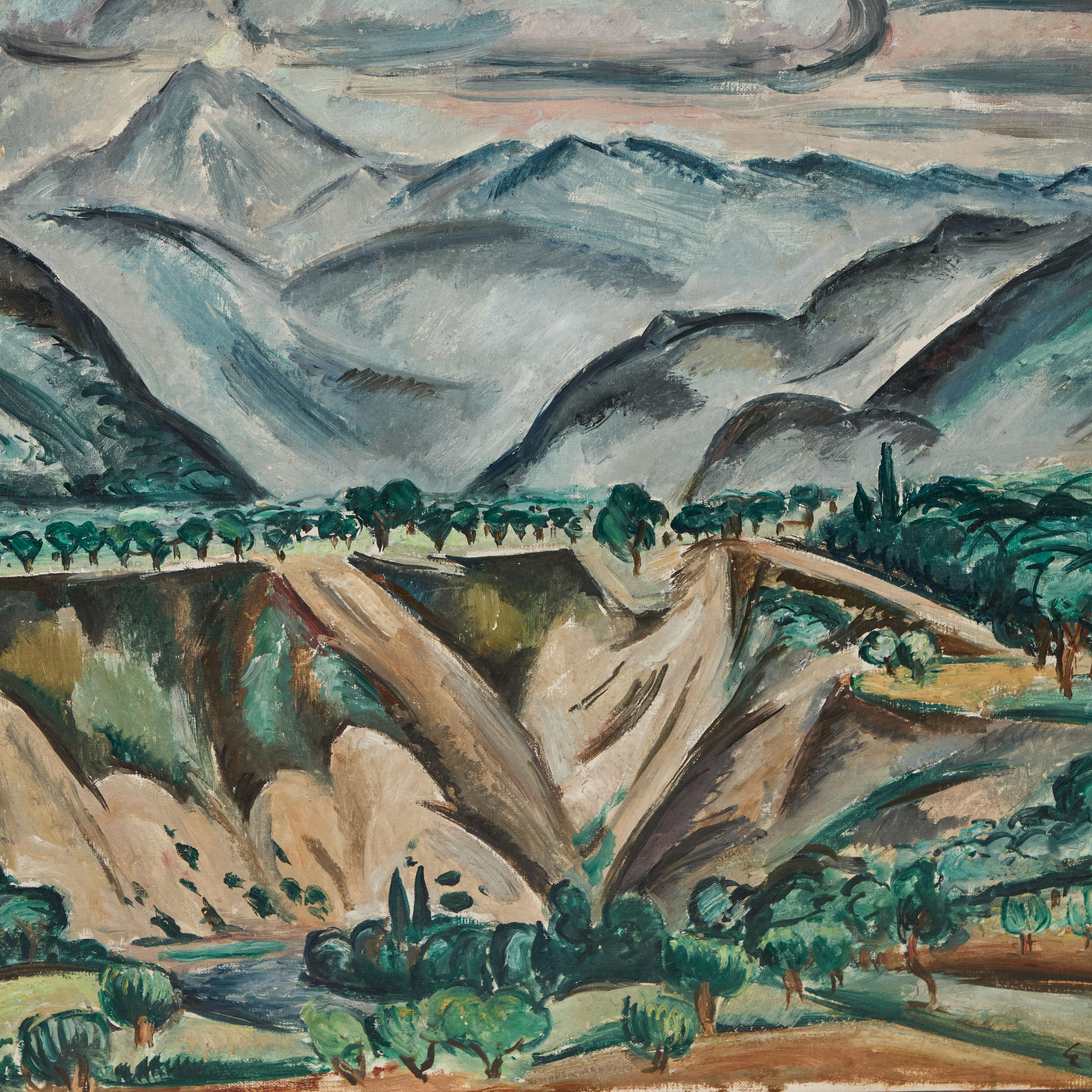 Paesaggio olio su tela firmato dall'artista francese Achille-Émile Othon Friesz. 
Datato 1920.  Cornice intagliata e dipinta.