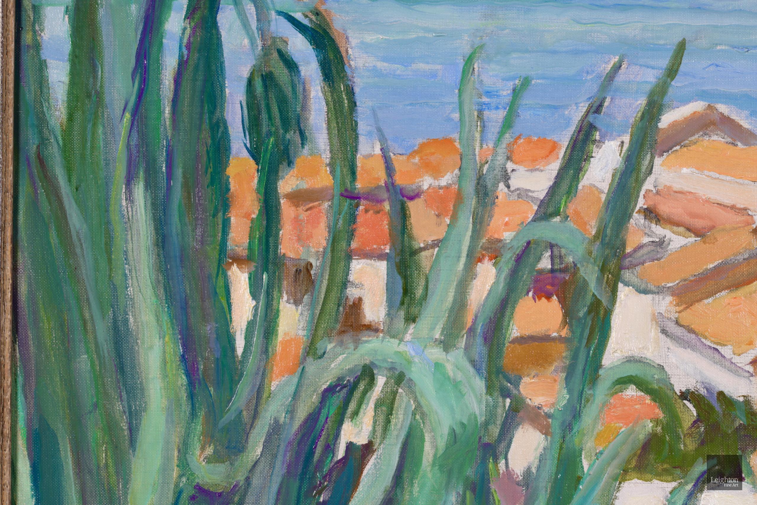 Vue de Saint Tropez - Post Impressionist Oil, Coastal Landscape by Othon Friesz - Gray Figurative Painting by Achille-Émile Othon Friesz