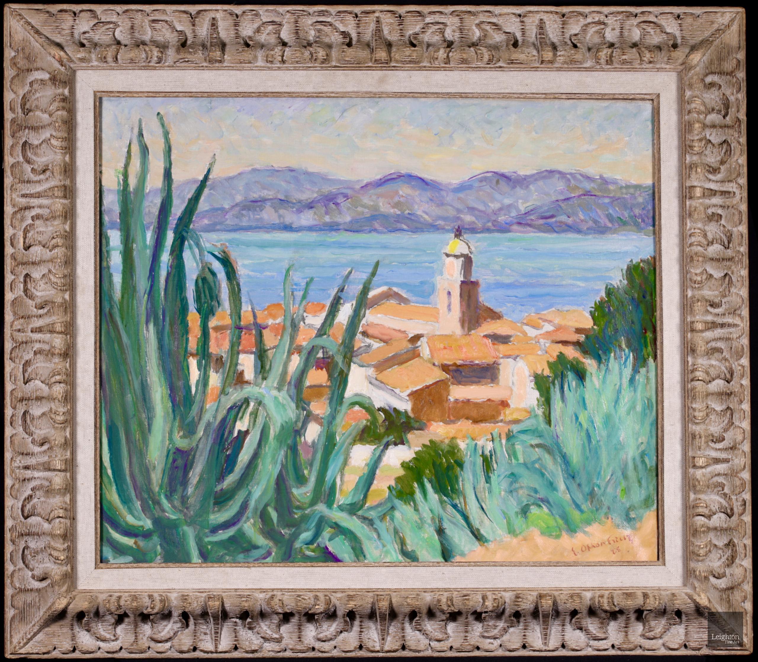 Achille-Émile Othon Friesz Figurative Painting - Vue de Saint Tropez - Post Impressionist Oil, Coastal Landscape by Othon Friesz
