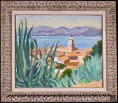Antique Vue de Saint Tropez - Post Impressionist Oil, Coastal Landscape by Othon Friesz