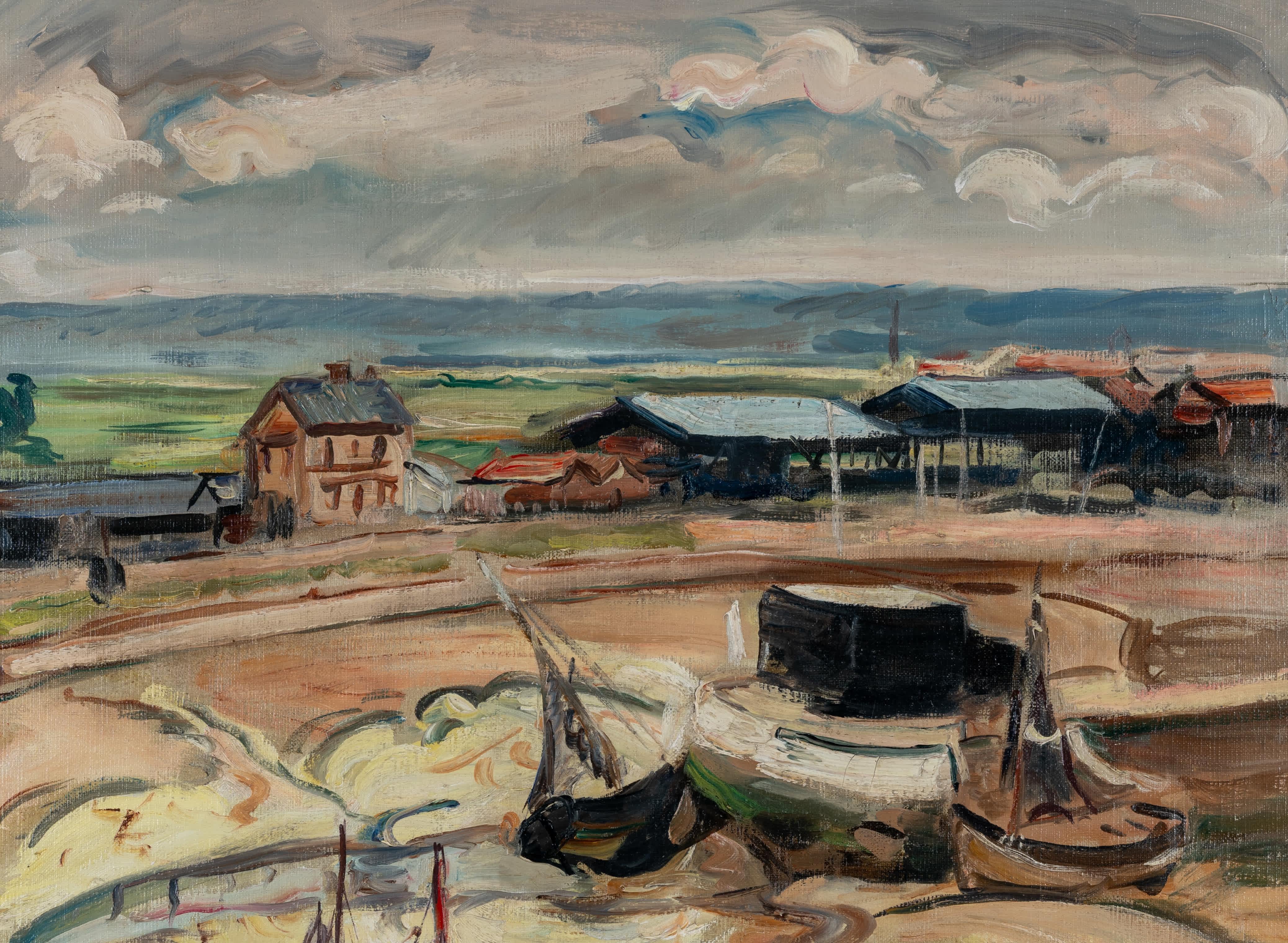 Vieux Bassin de Honfleur - Fauvisme Painting par Achille-Émile Othon Friesz