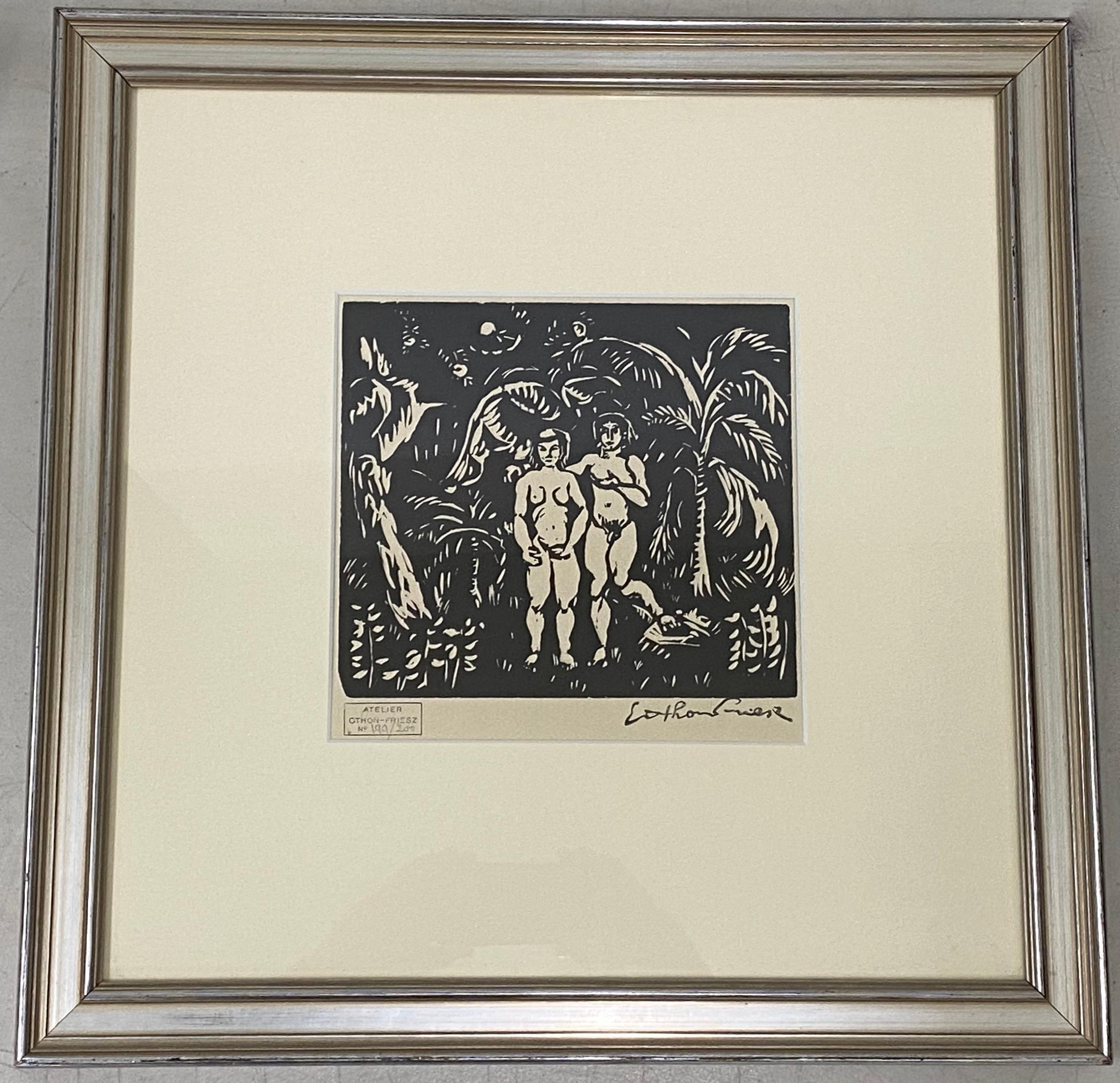 Achille-Émile Othon Friesz Figurative Print - Achille-Emile Othon Friesz "Adam & Eve in Paradise" Woodcut C.1910