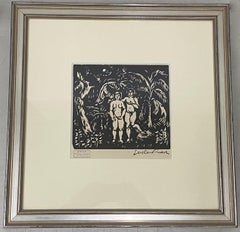 Antique Achille-Emile Othon Friesz "Adam & Eve in Paradise" Woodcut C.1910