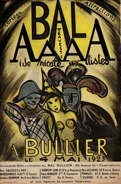 Antique "Bal AAAA Bullier, " Original Lithograph Poster by Achille-Emile Othon Friesz