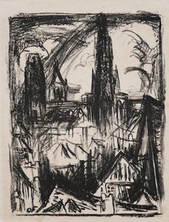 City - Lithographie d'origine -. années 1960